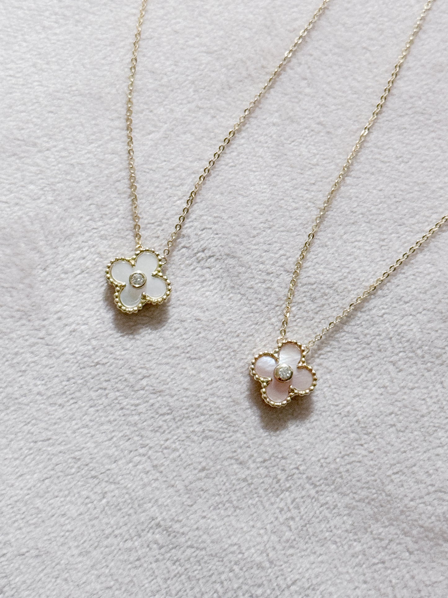 The Diamond Clover Necklace in Solid Gold