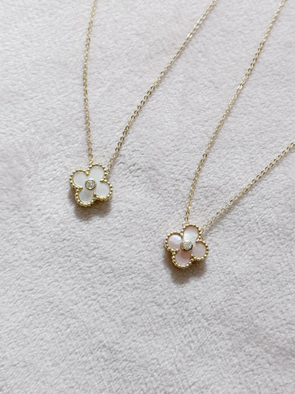 The Diamond Clover Necklace in Solid Gold