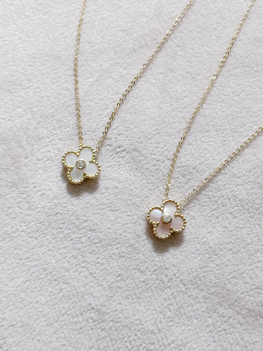 The Diamond Clover Necklace in Solid Gold