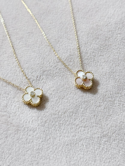 The Diamond Clover Necklace in Solid Gold