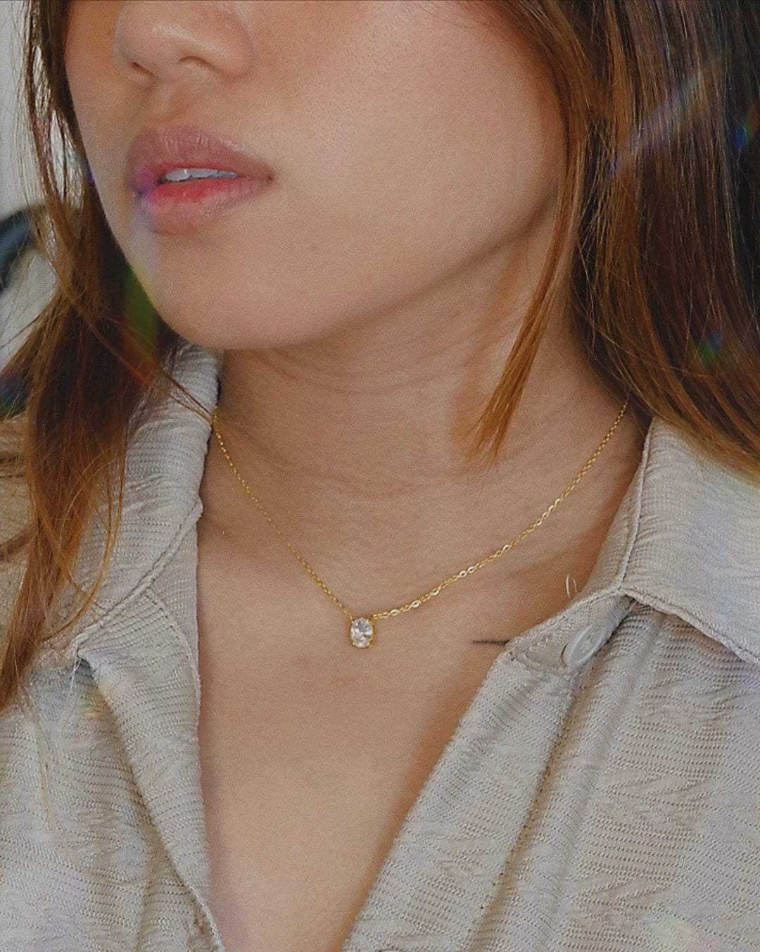 The Signature Floating Oval Solitaire Necklace