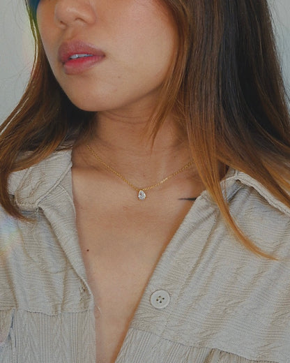 The Signature Floating Pear Solitaire Necklace