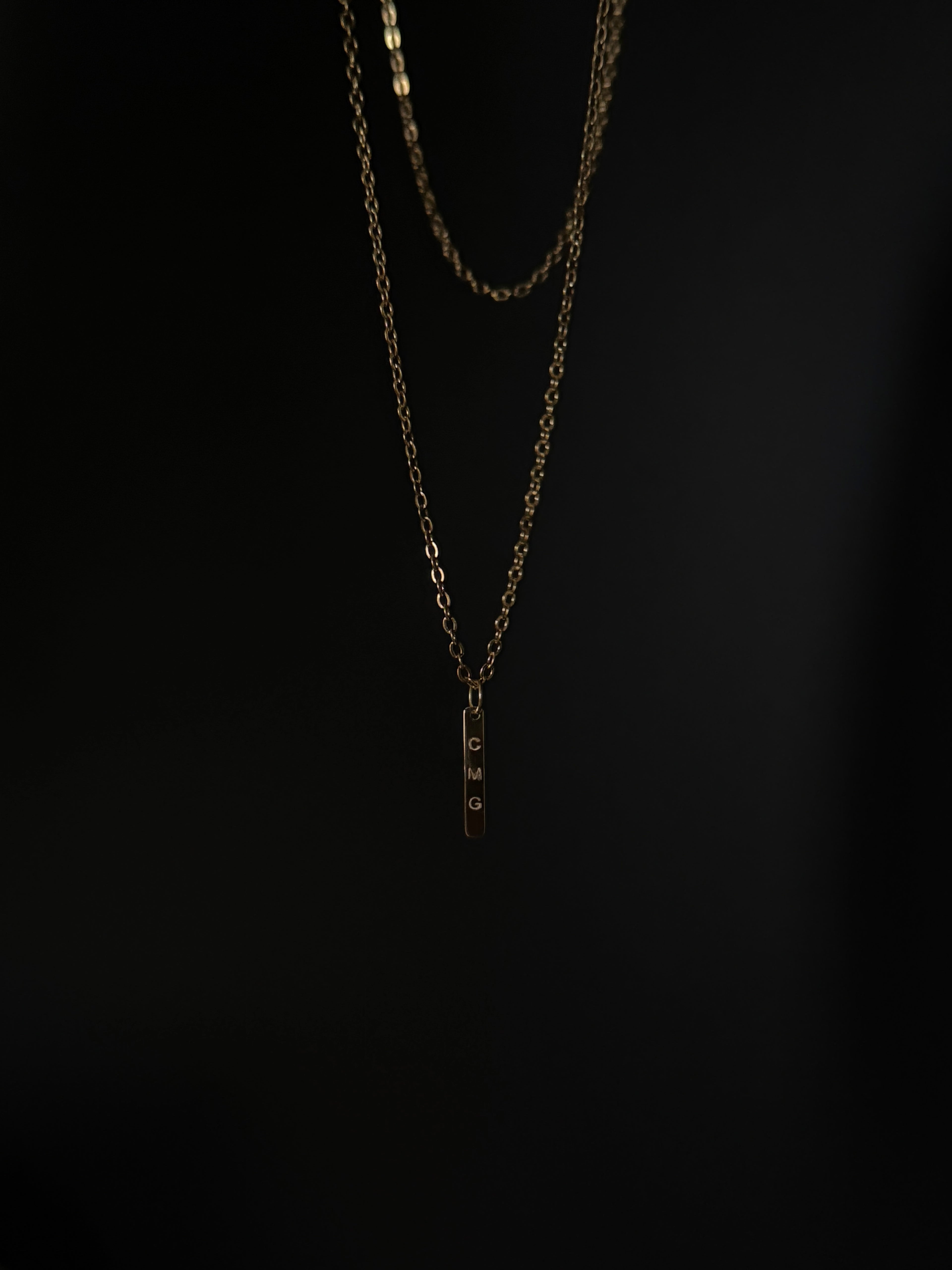 The Flat Bar Necklace in Solid Gold