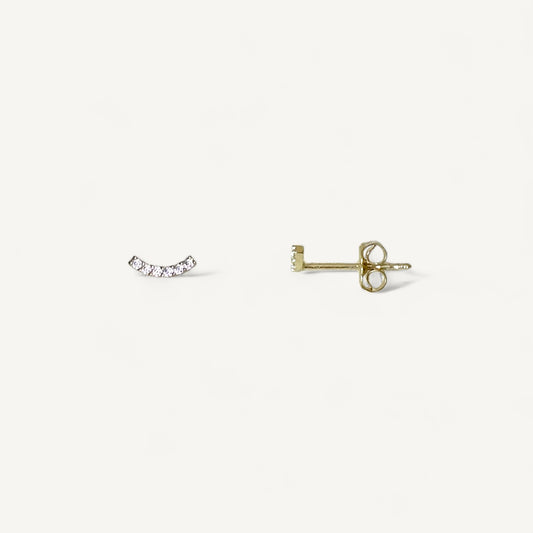 The Pave Smile Earrings in Solid Gold