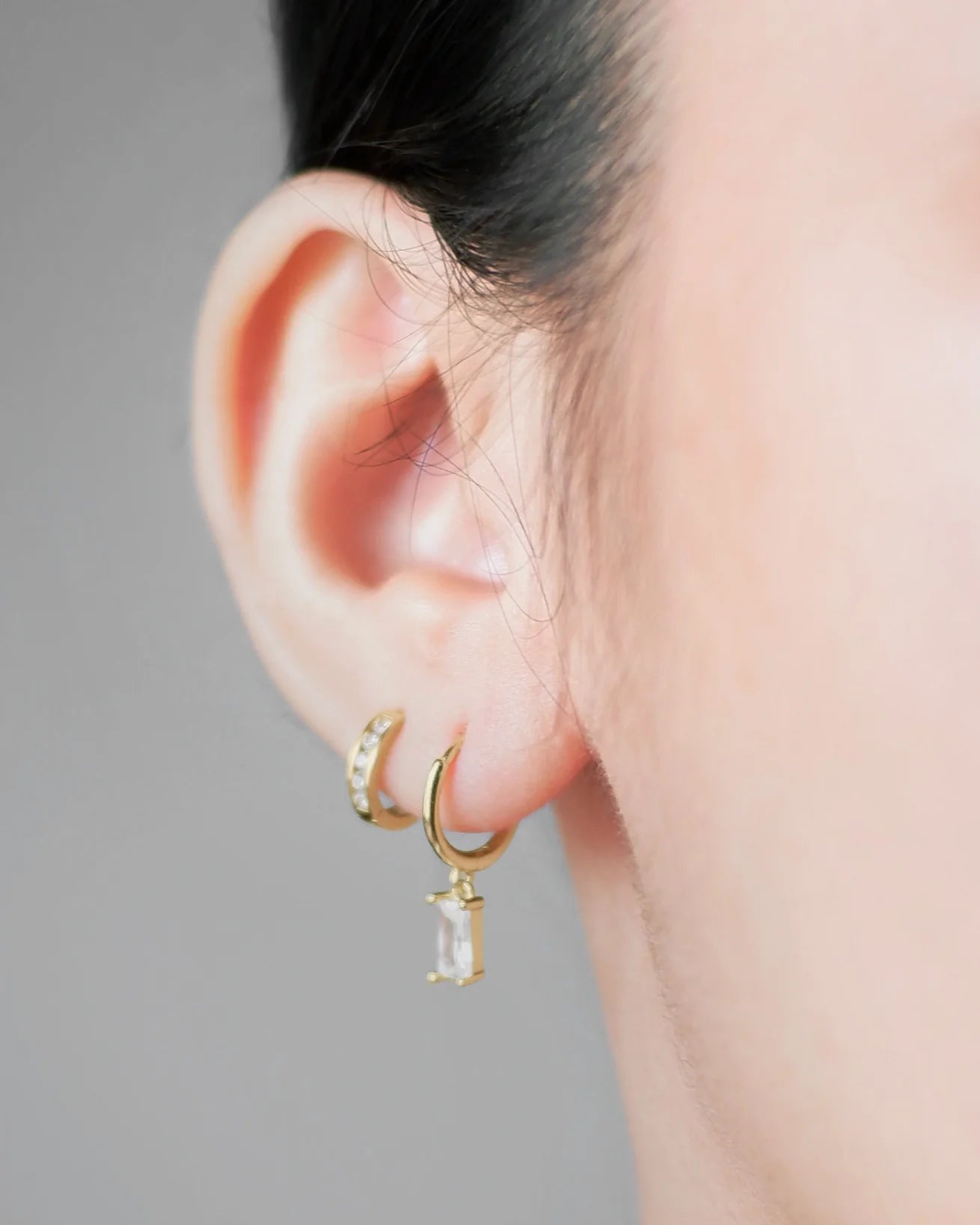 The Baguette Birthstone Hoops and Necklace Bundle