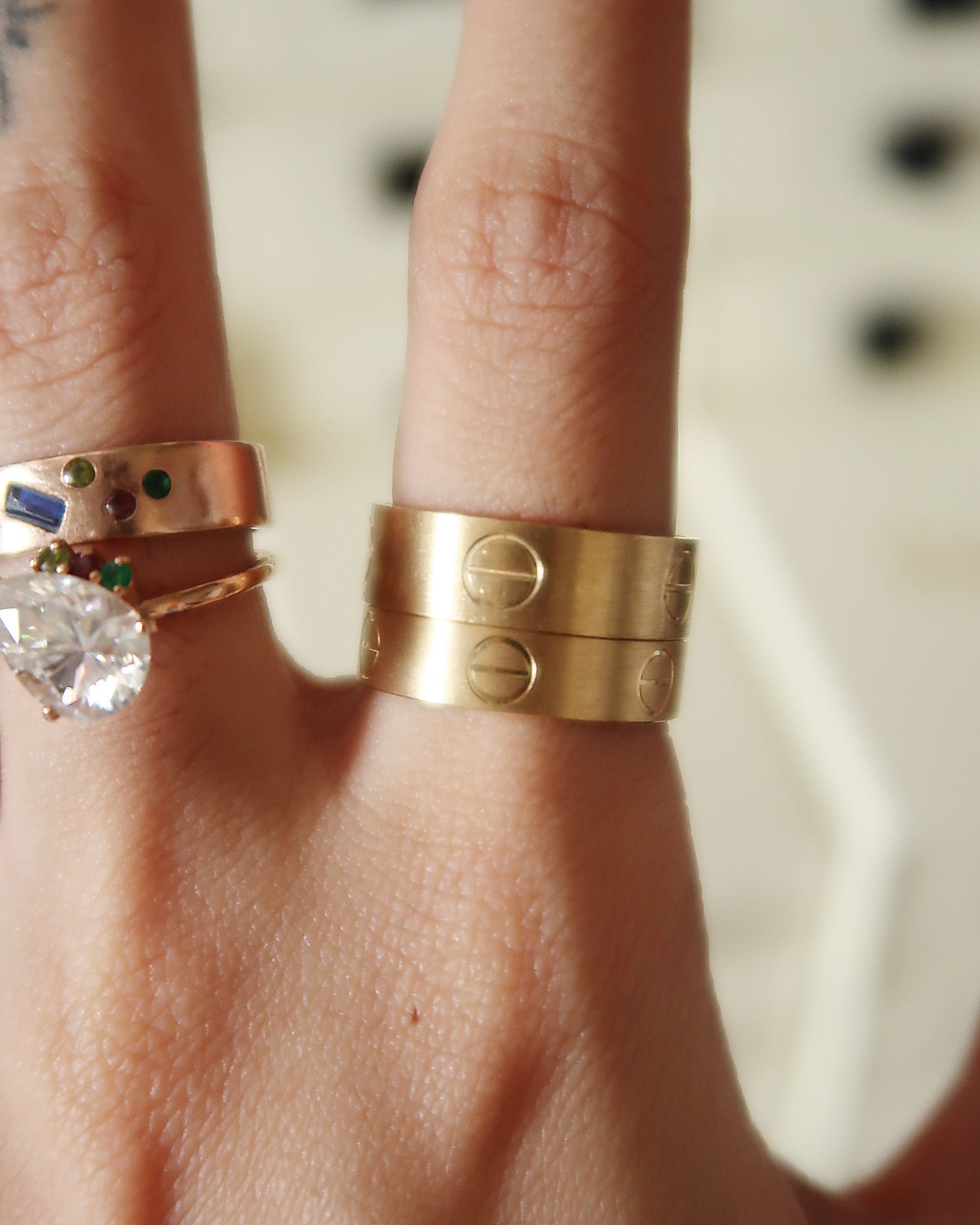 The Damien Matte Brushed Love Ring in Solid Gold