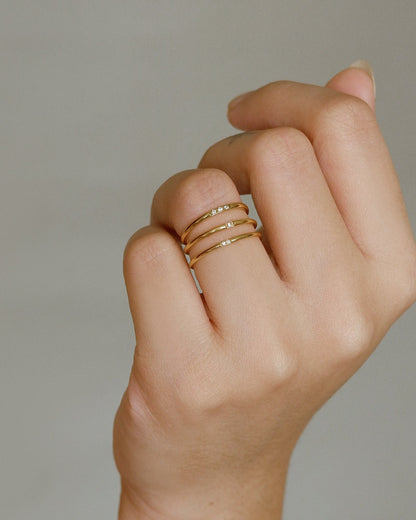 The Birthstone Dotted Skinniest Band in Solid Gold