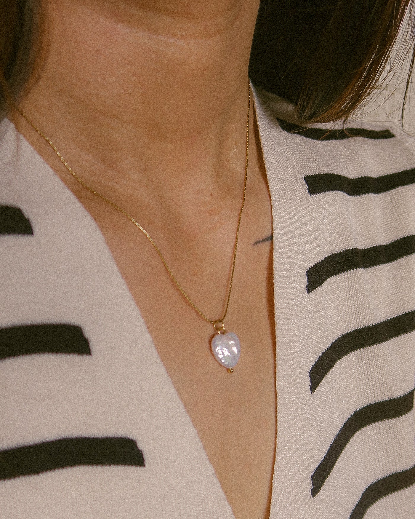 The Tabitha Heart Pearl Charm Necklace