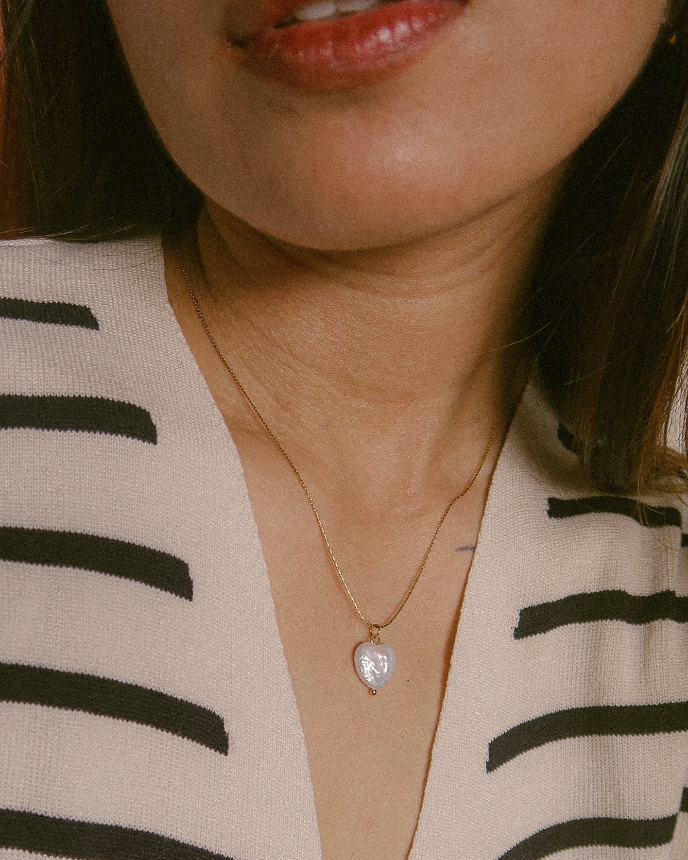 The Tabitha Heart Pearl Charm Necklace