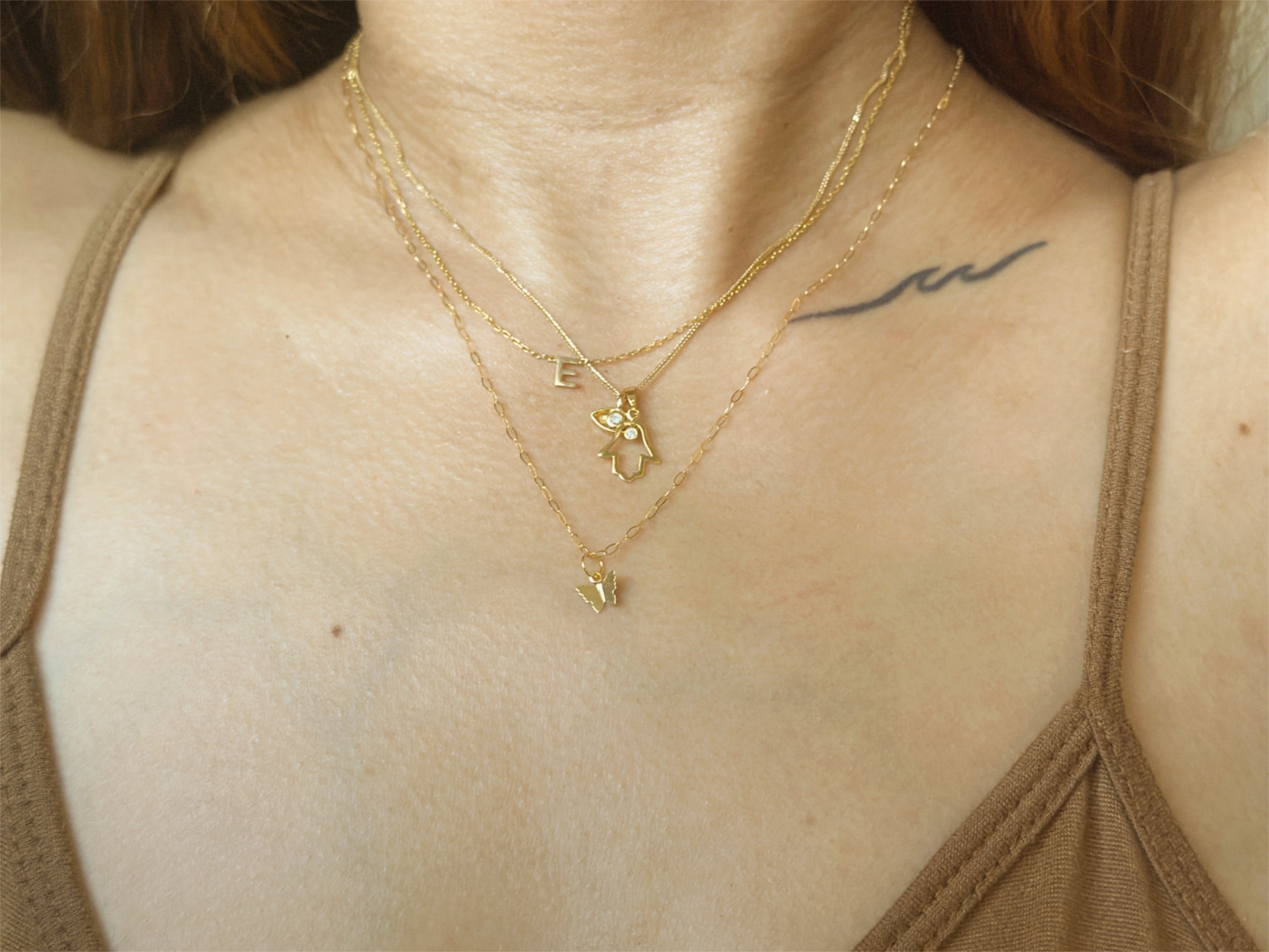 The Edgy Angel Butterfly Necklace and Ring in Solid Gold