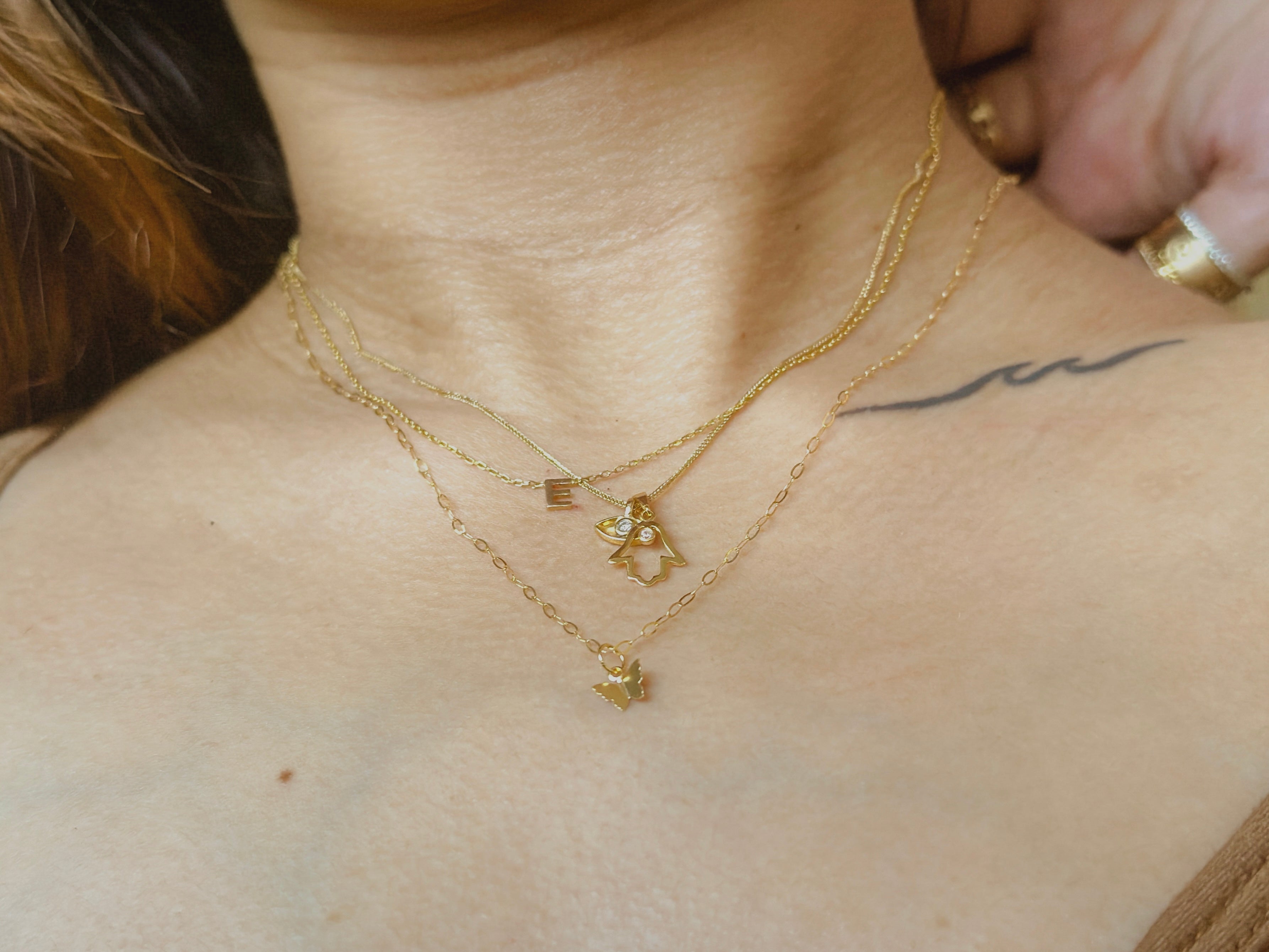 The Edgy Angel Butterfly Necklace and Ring in Solid Gold
