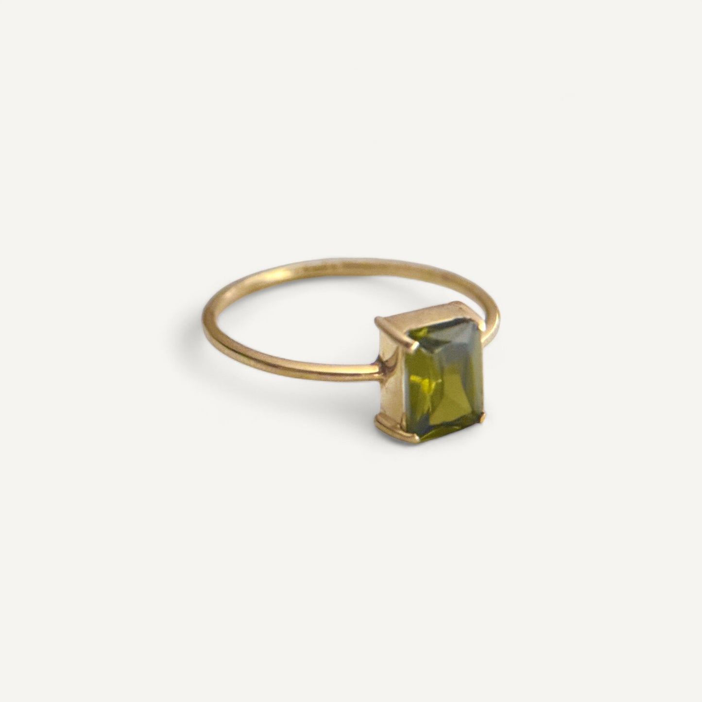 The Baguette Peridot Birthstone Bold Ring in Solid Gold