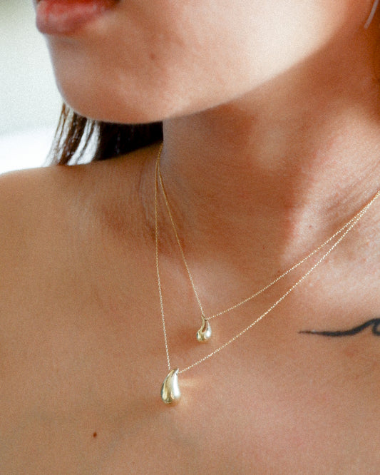 The Water Drop Necklace in Solid Gold