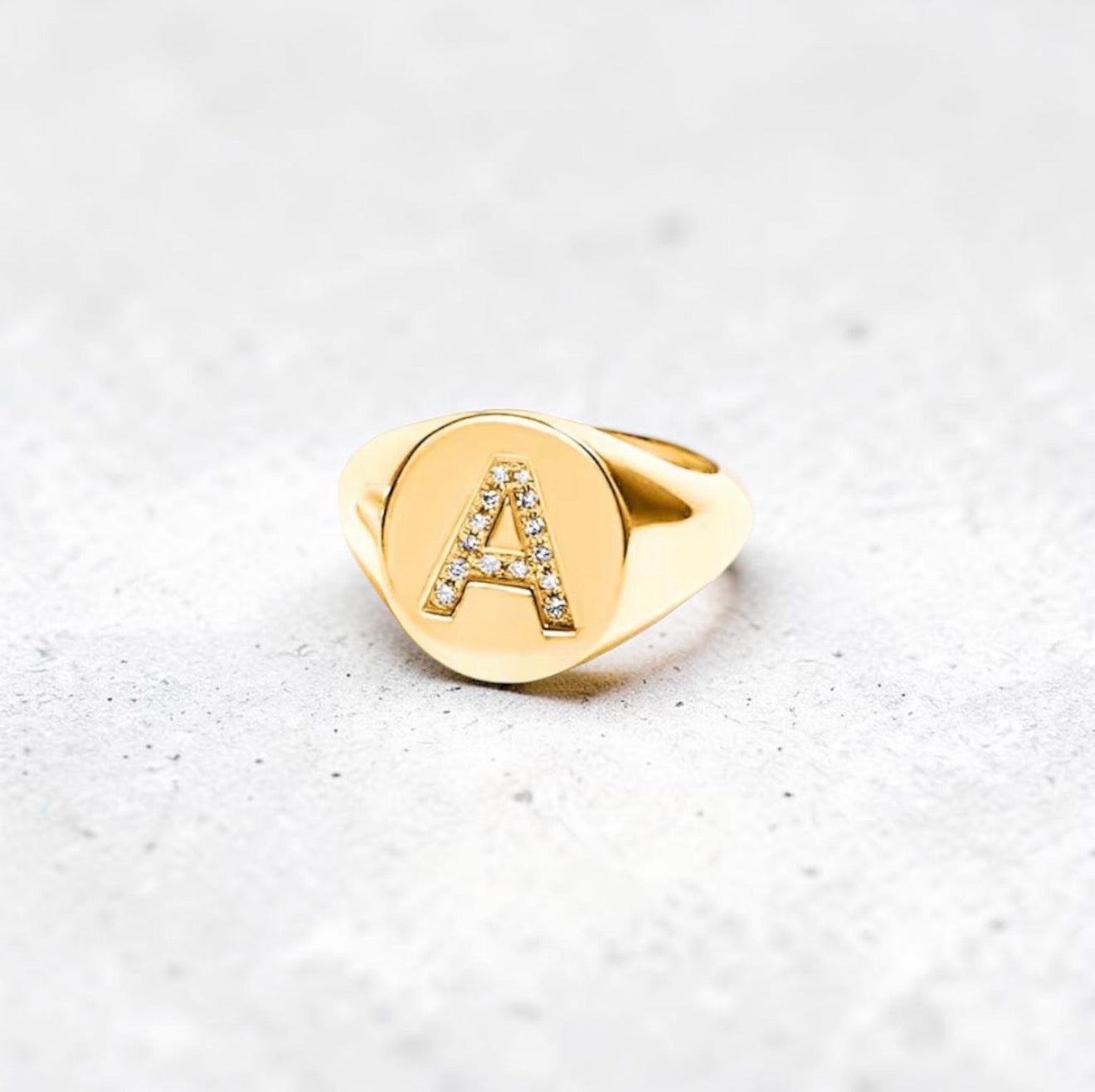The Bold Pave Initial Signet Pinky Ring
