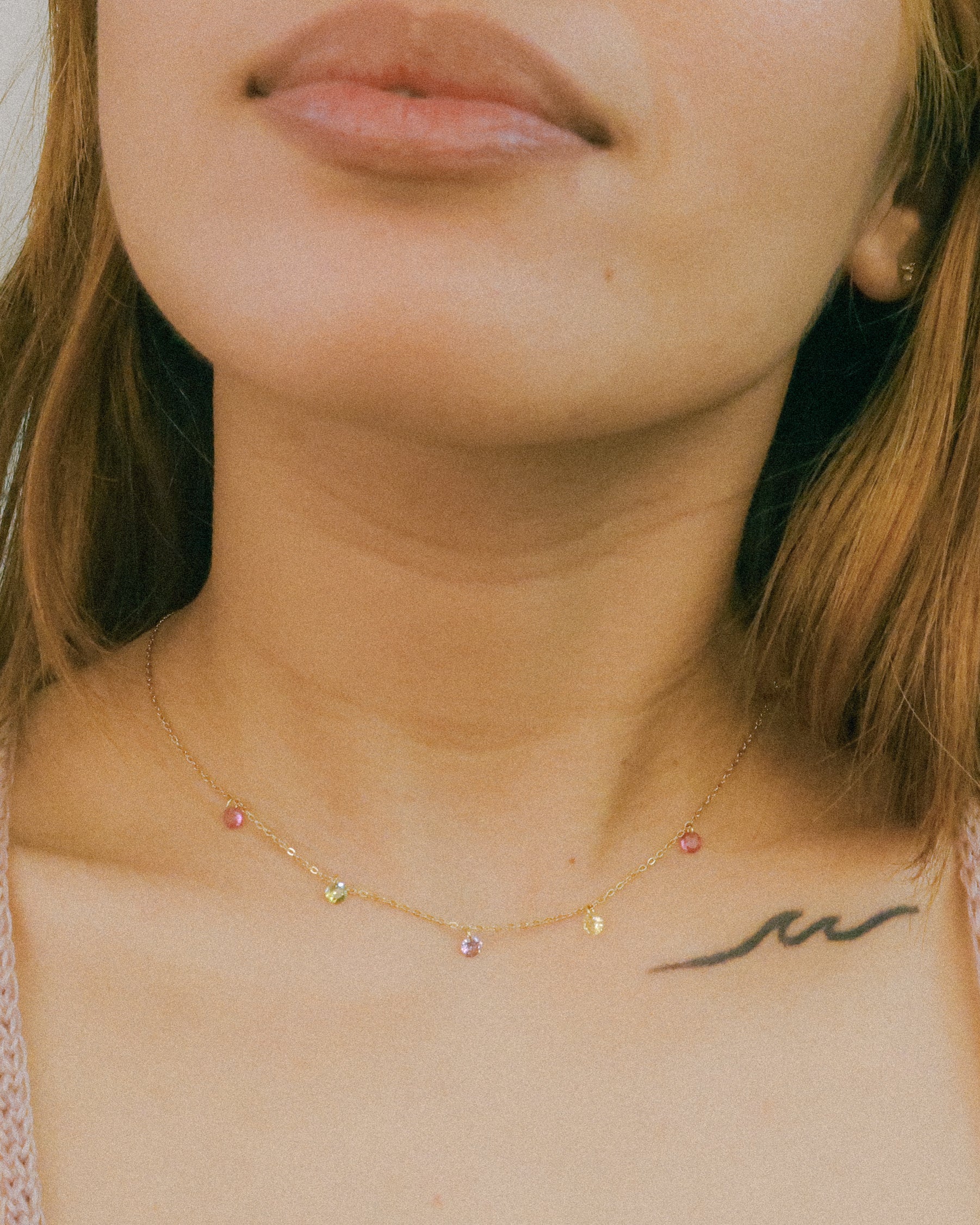 The Color Play Tiny Dangling Multi Birthstone Necklace