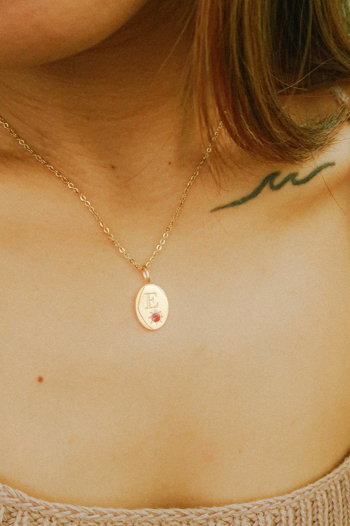 The Starlight Birthstone Initial Disc Necklace
