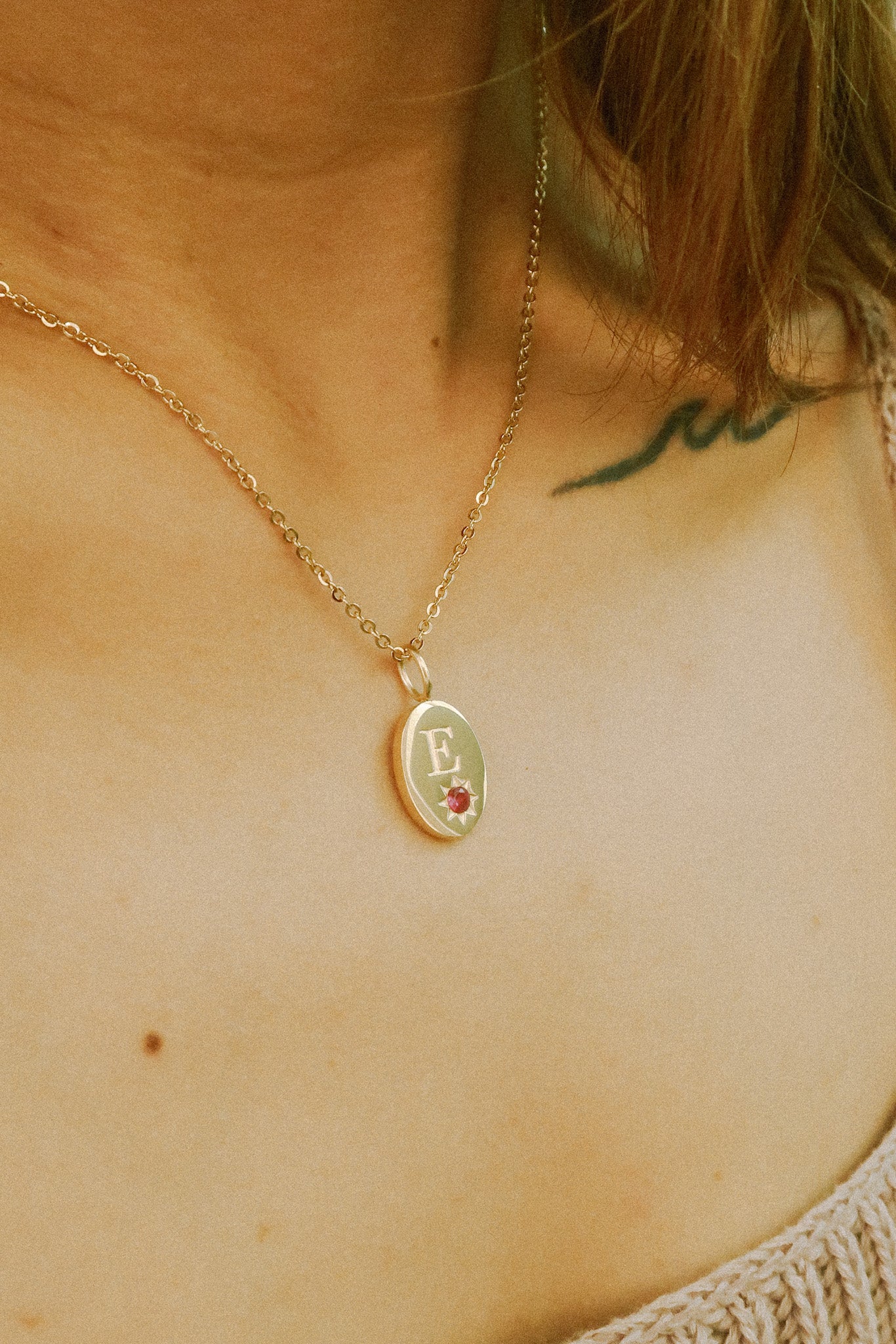 The Starlight Birthstone Initial Disc Necklace