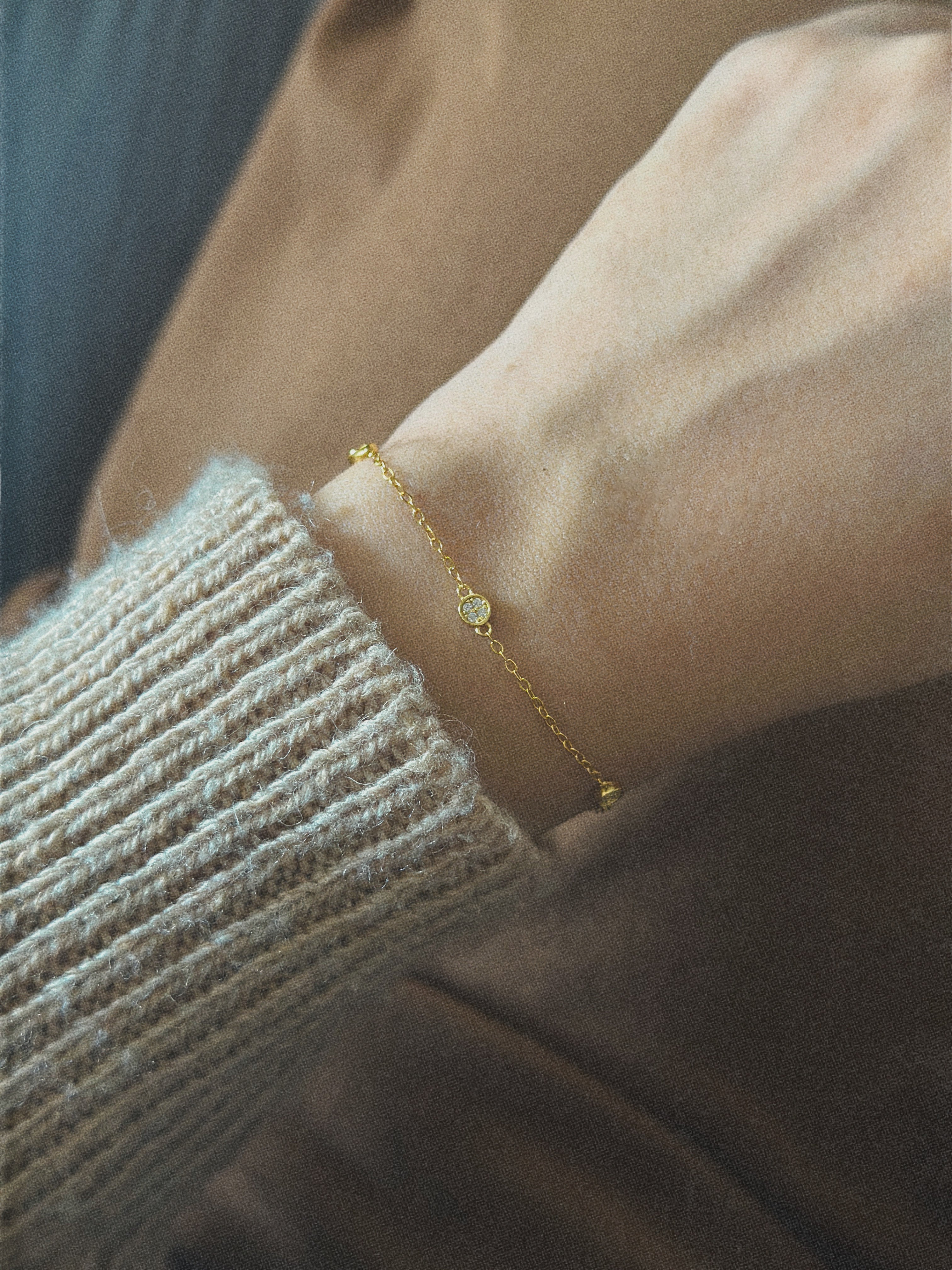 The Tiny Pave Disc Station Bracelet