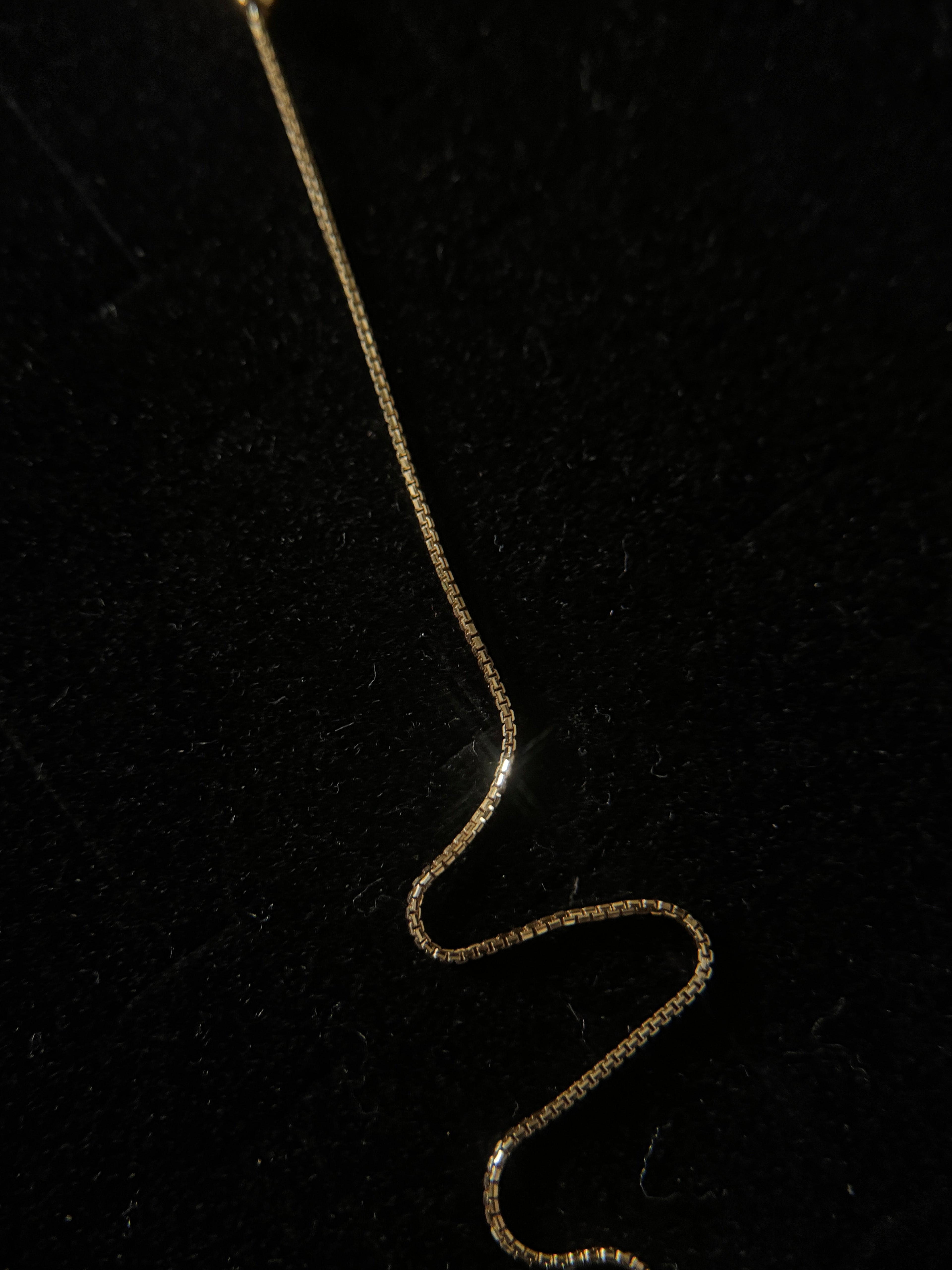 The Baby Mirror Box Slider Necklace in Solid Gold