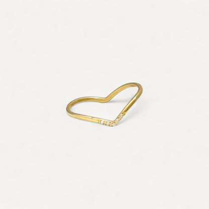 The Ava Minimalist Pave Heart Ring