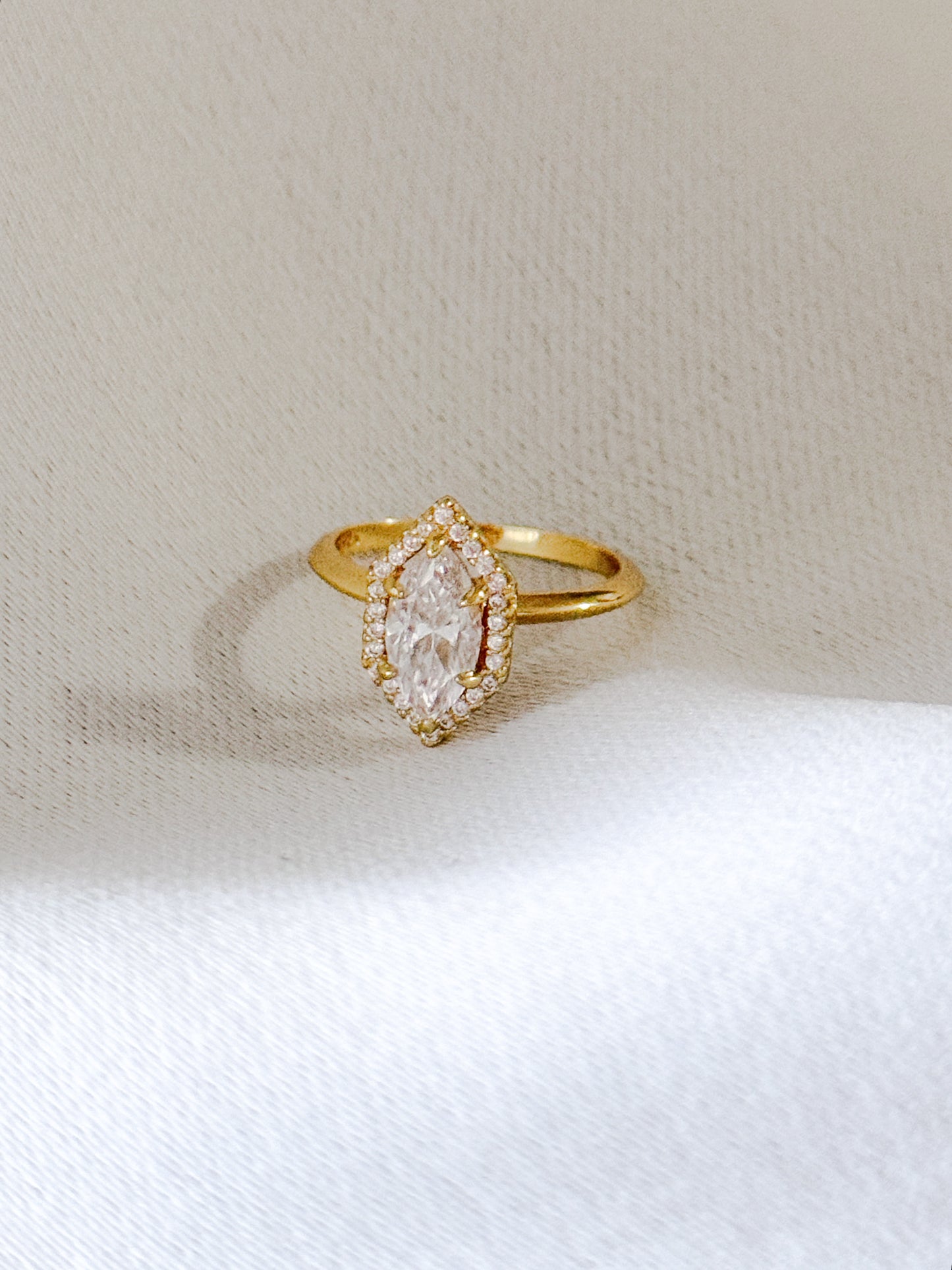 The Marquise Halo Radiant Moissanite Ring