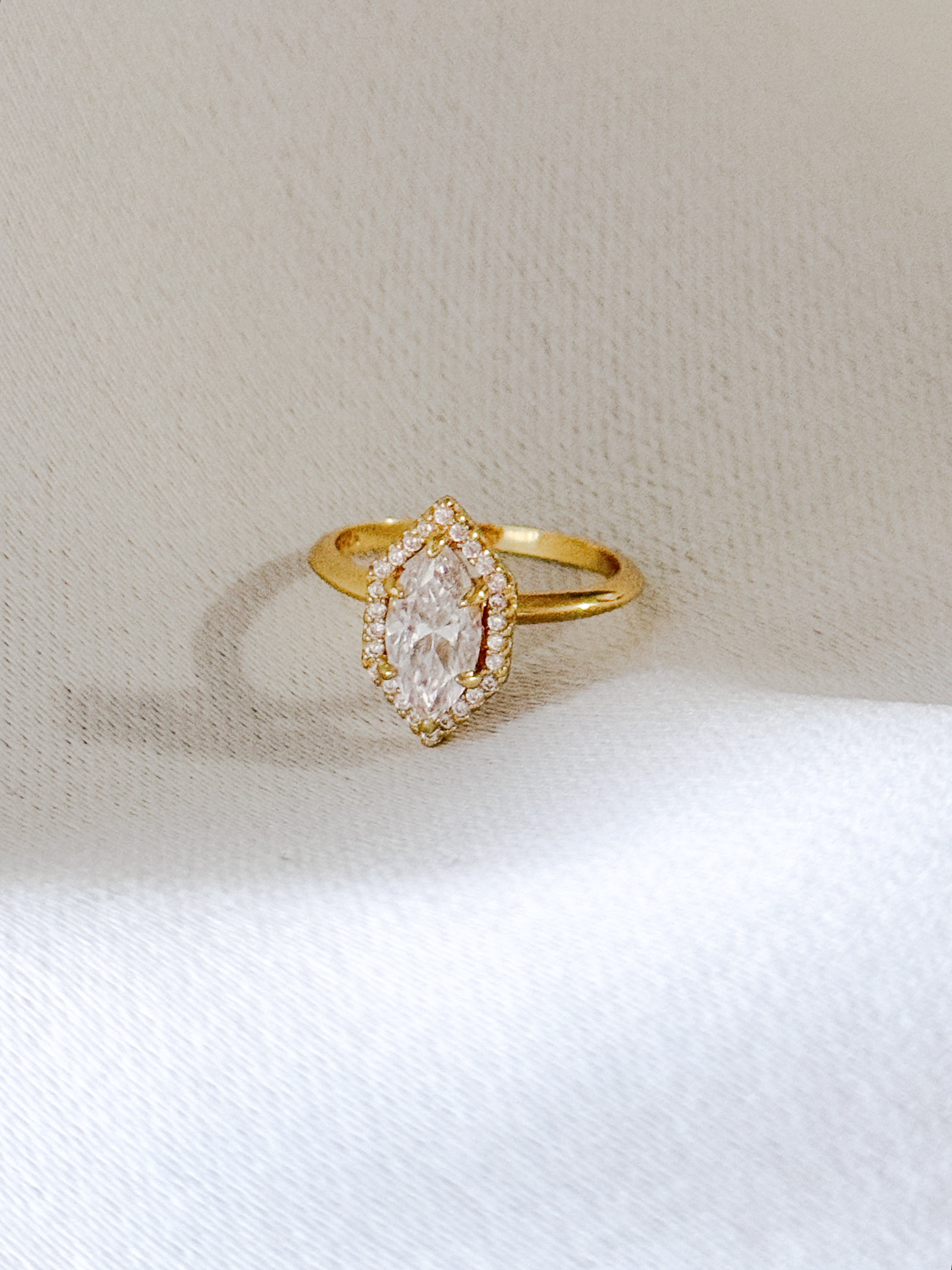The Marquise Halo Radiant Moissanite Ring