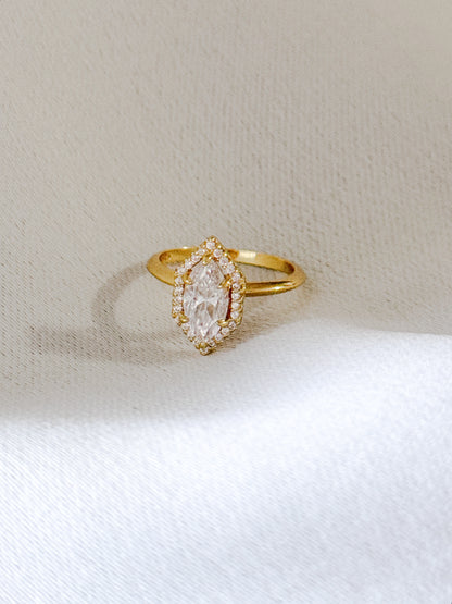 The Marquise Halo Radiant Moissanite Ring