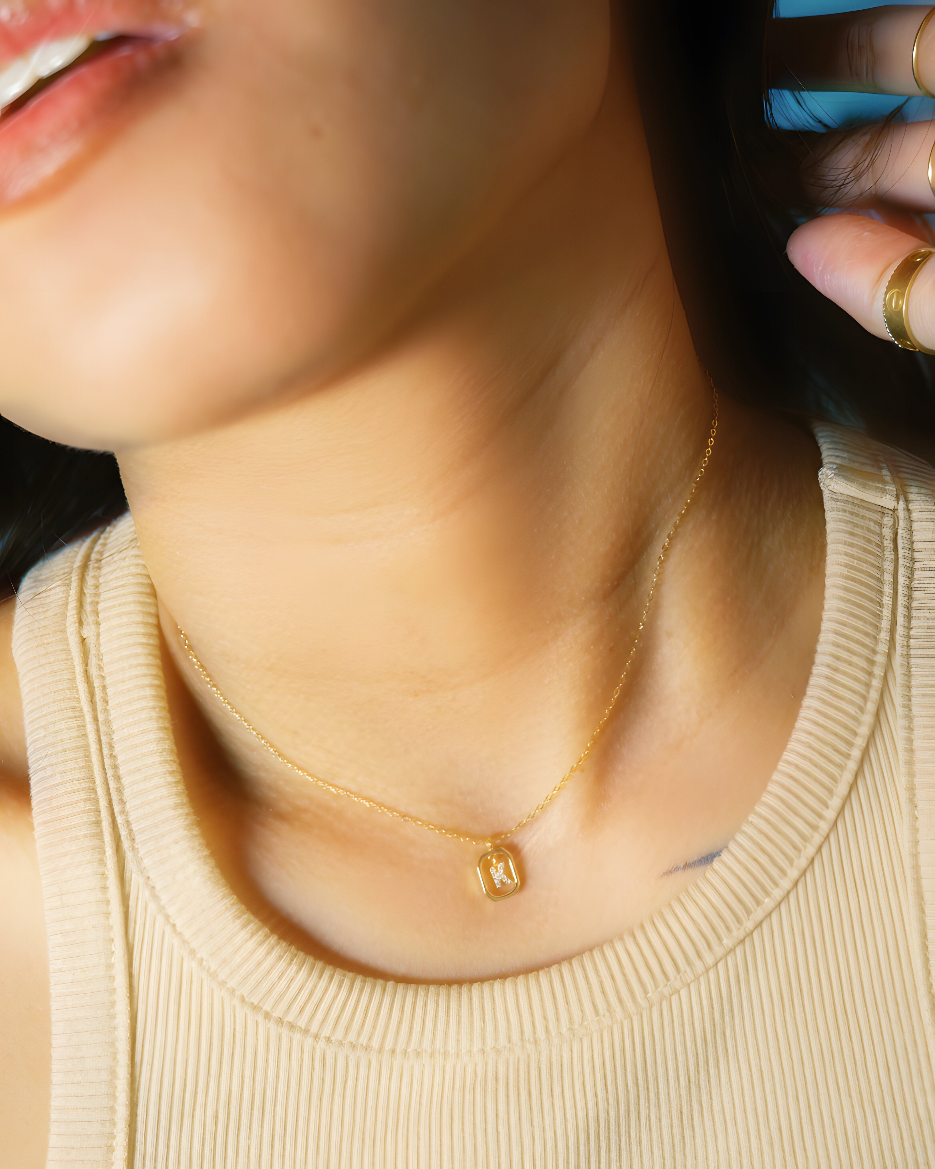 The Mini Pave Initial Floating Bezel Necklace | Holiday Shop