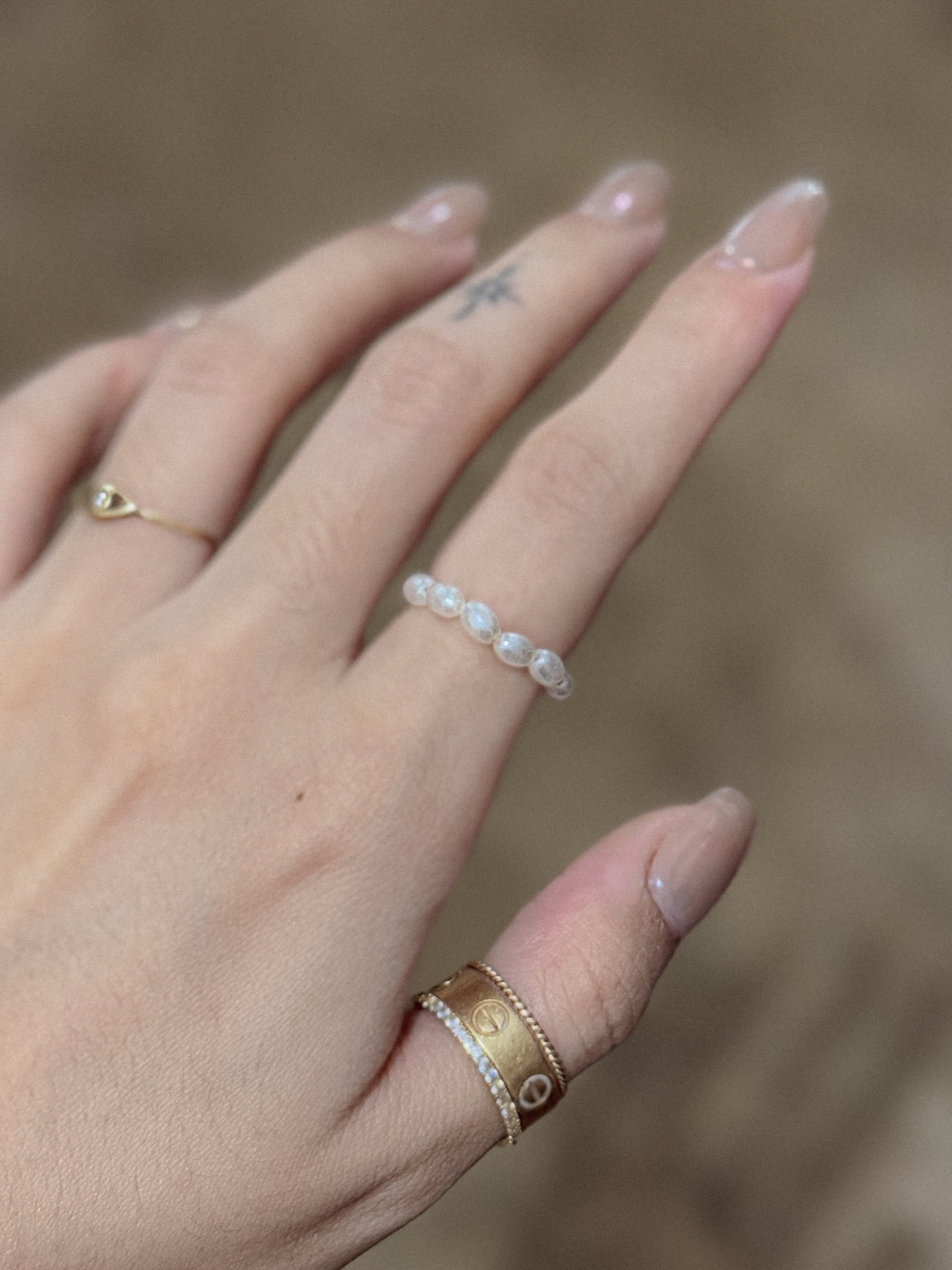 The Natural Pearl Soft Ring – Flecked with Gold
