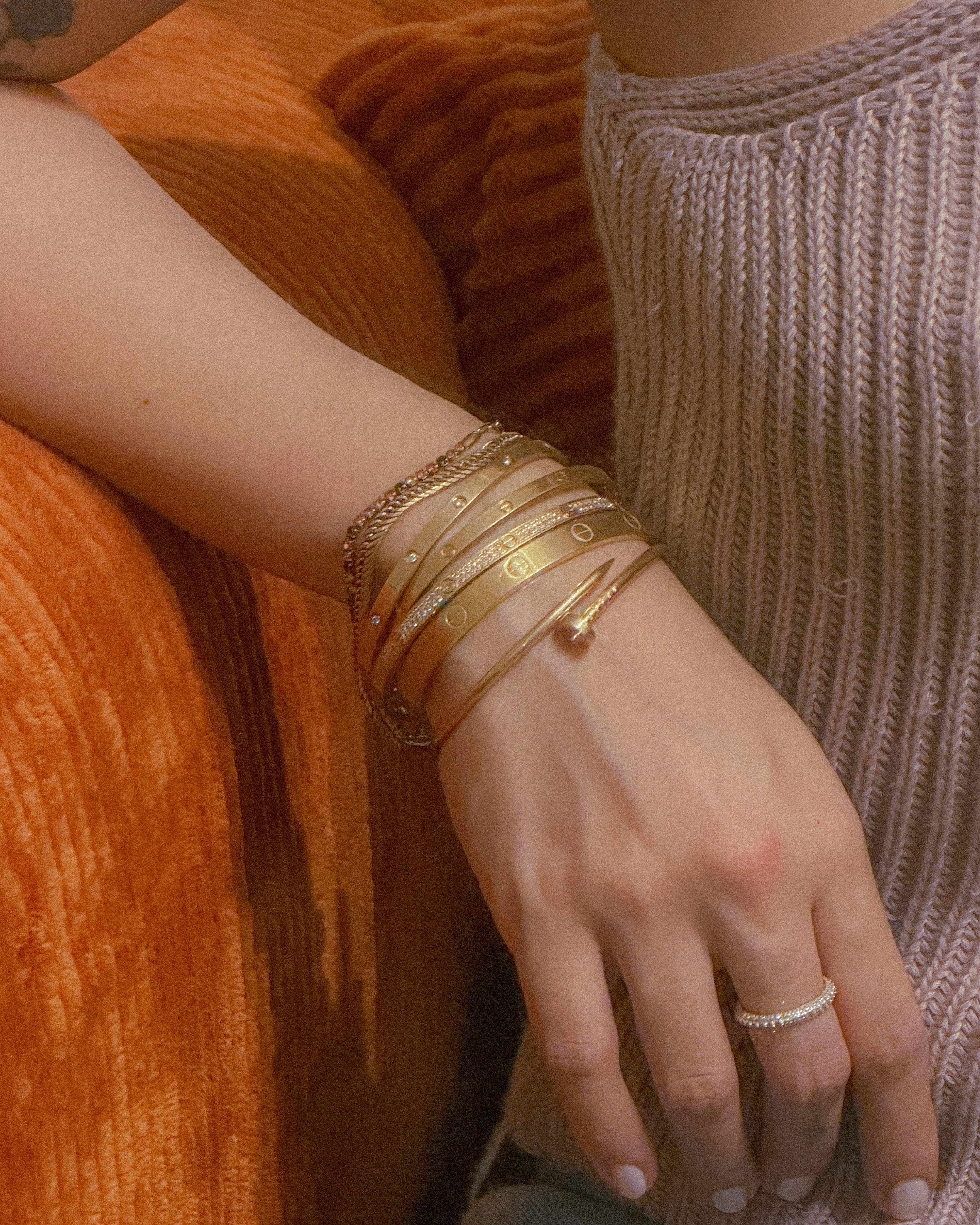 (Handed-down) 2025 Rare Matte Brushed 6mm Love Bangle in Solid Gold