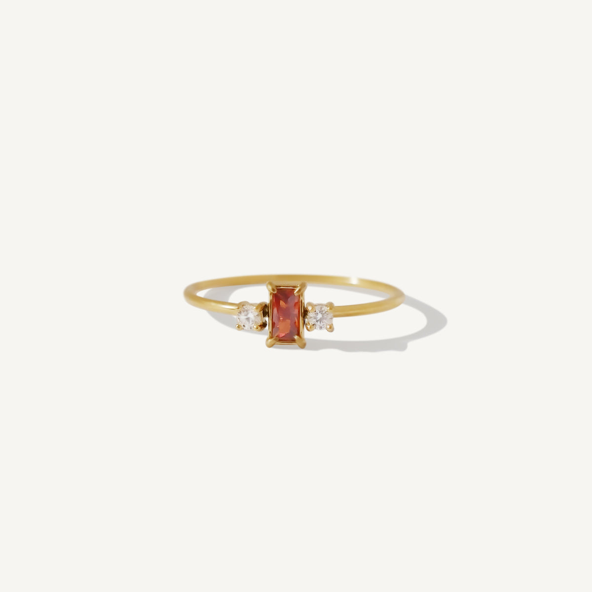 The Fiery Orange Garnet Baguette Ring