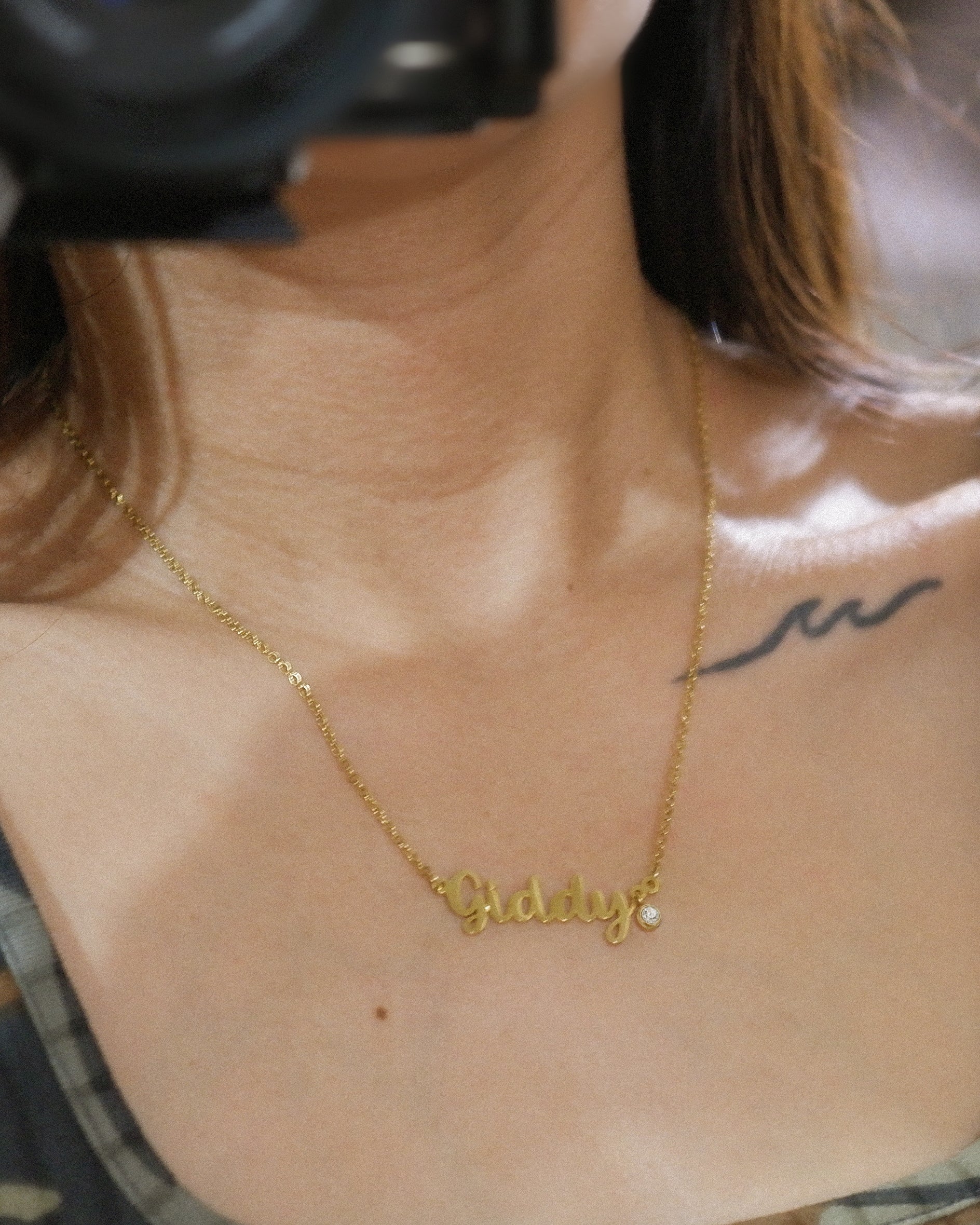 The Dangling Birthstone Nameplate Necklace