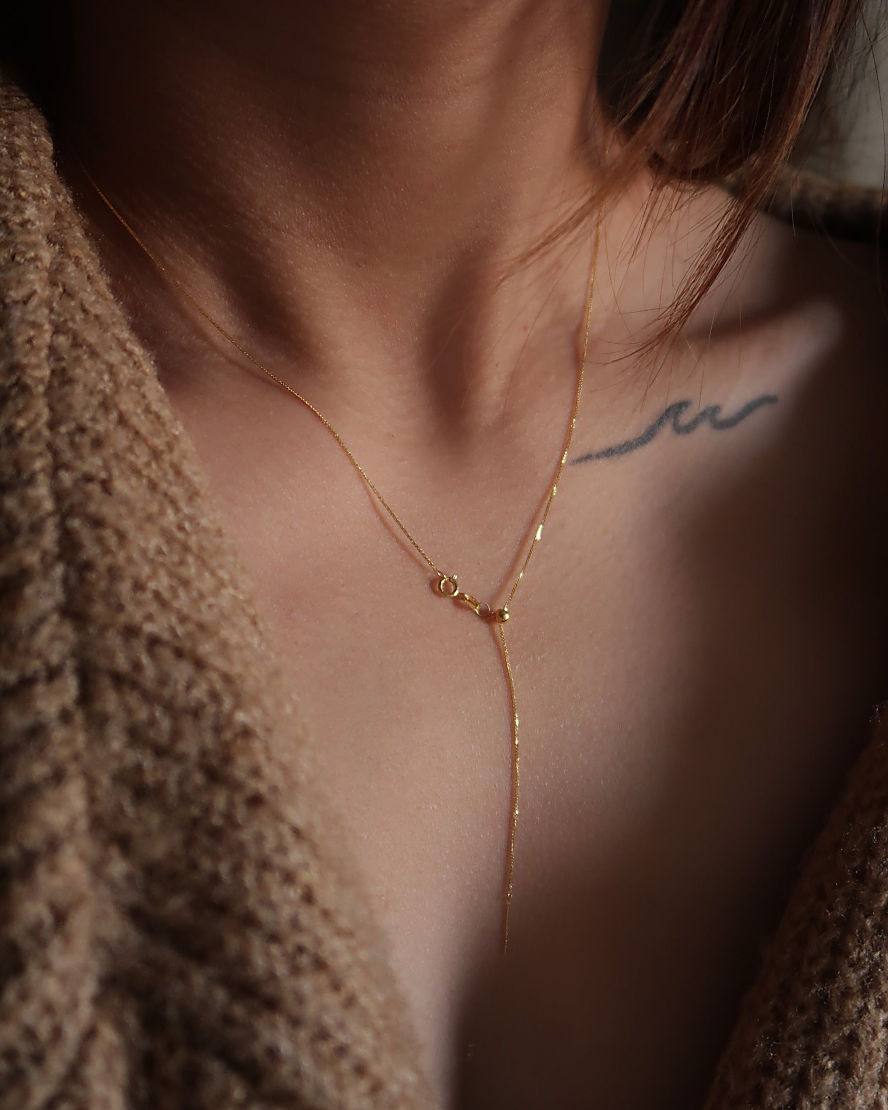 The Baby Stacker Slider Necklace in Solid Gold