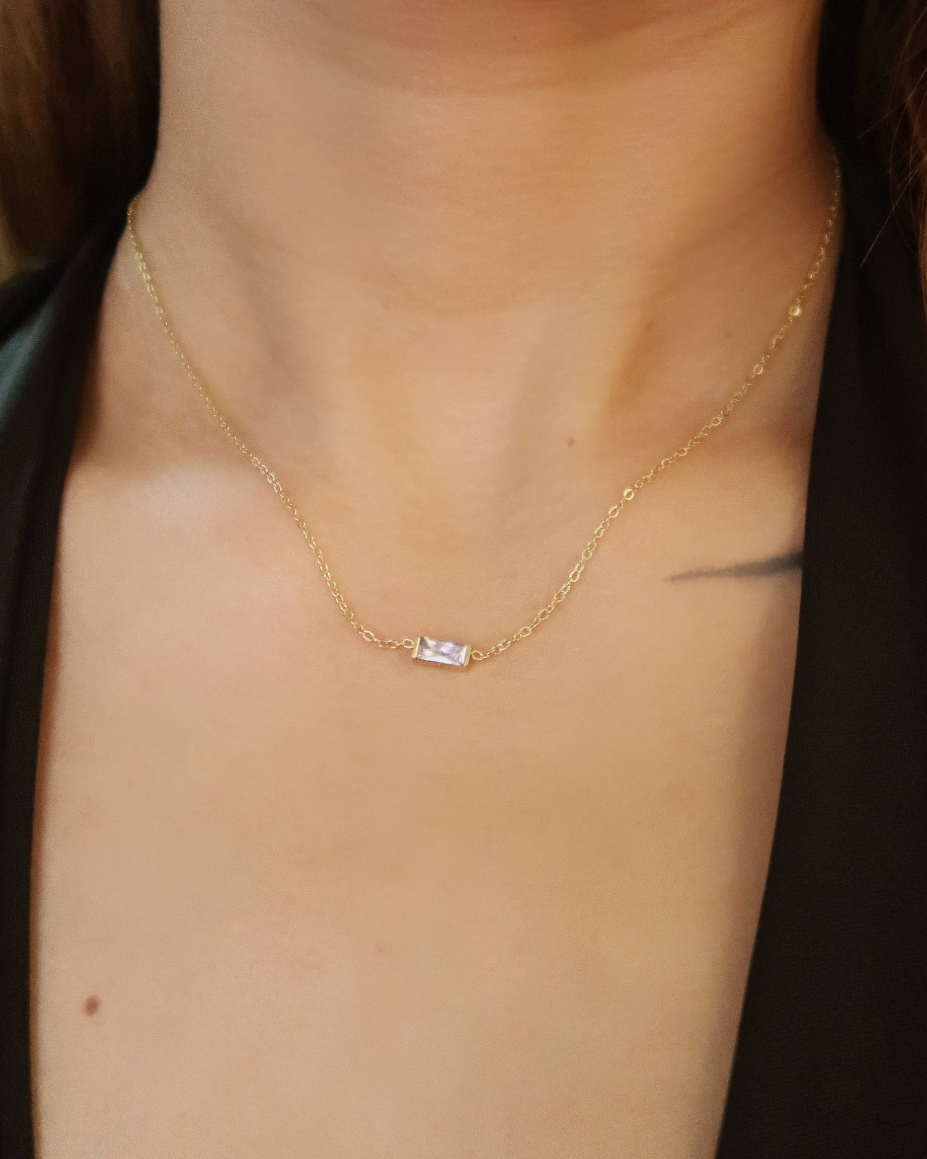 The Classic Birthstone Baguette Necklace