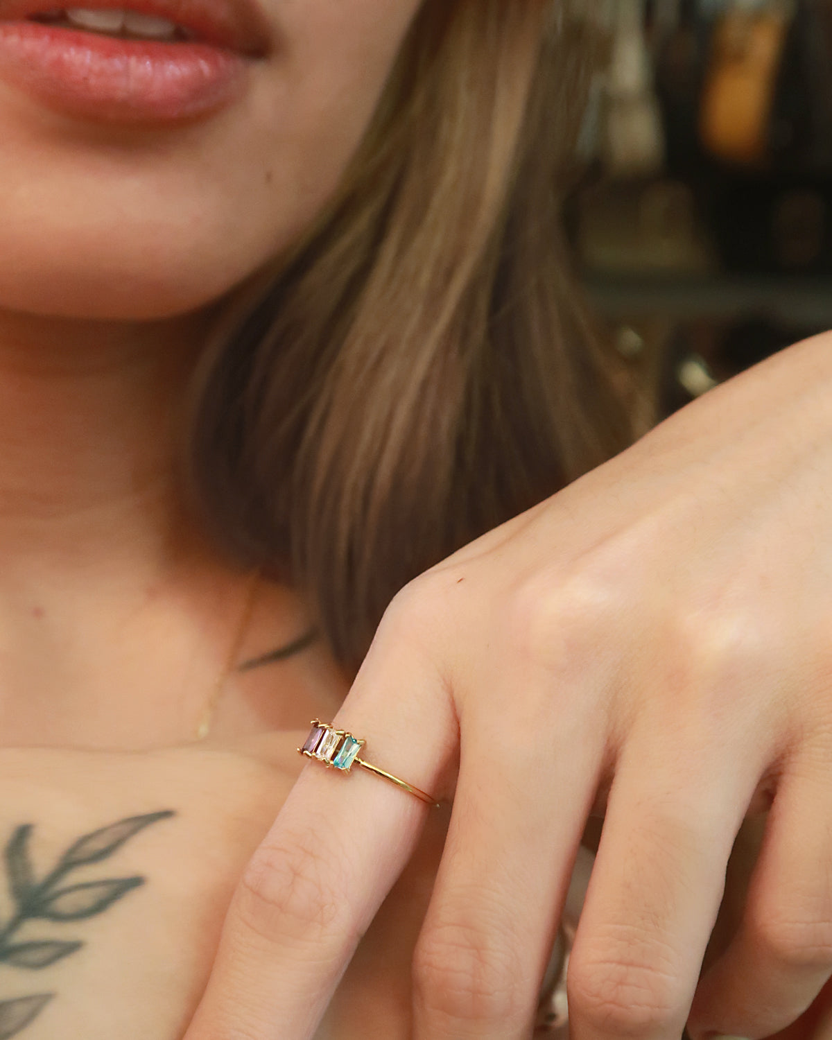 The Trio Baguette Birthstone Ring