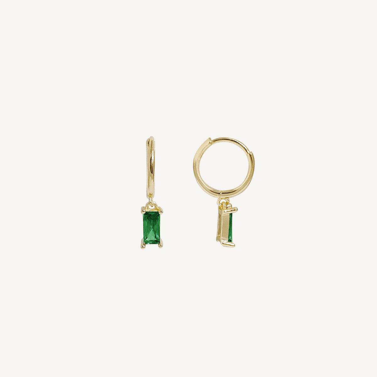 The Baguette Birthstone Hoops