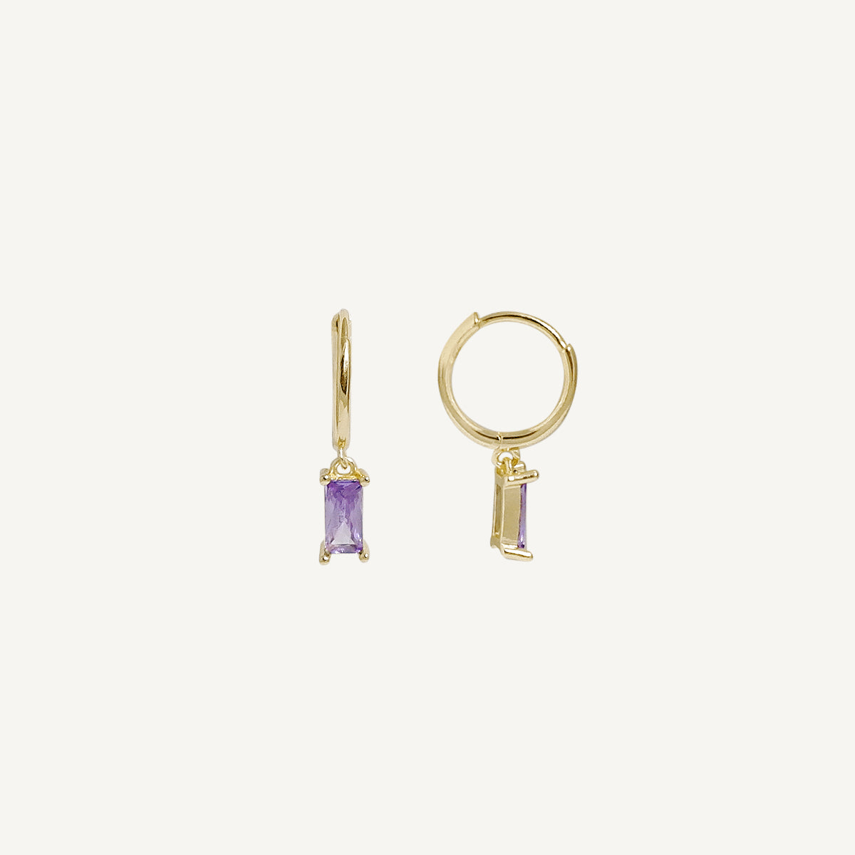 The Baguette Birthstone Hoops
