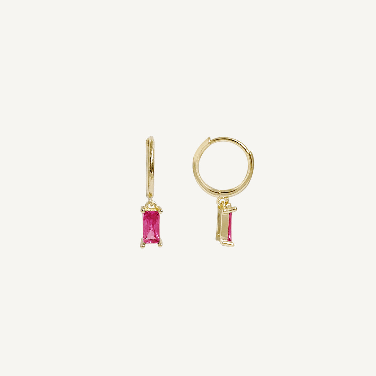 The Baguette Birthstone Hoops