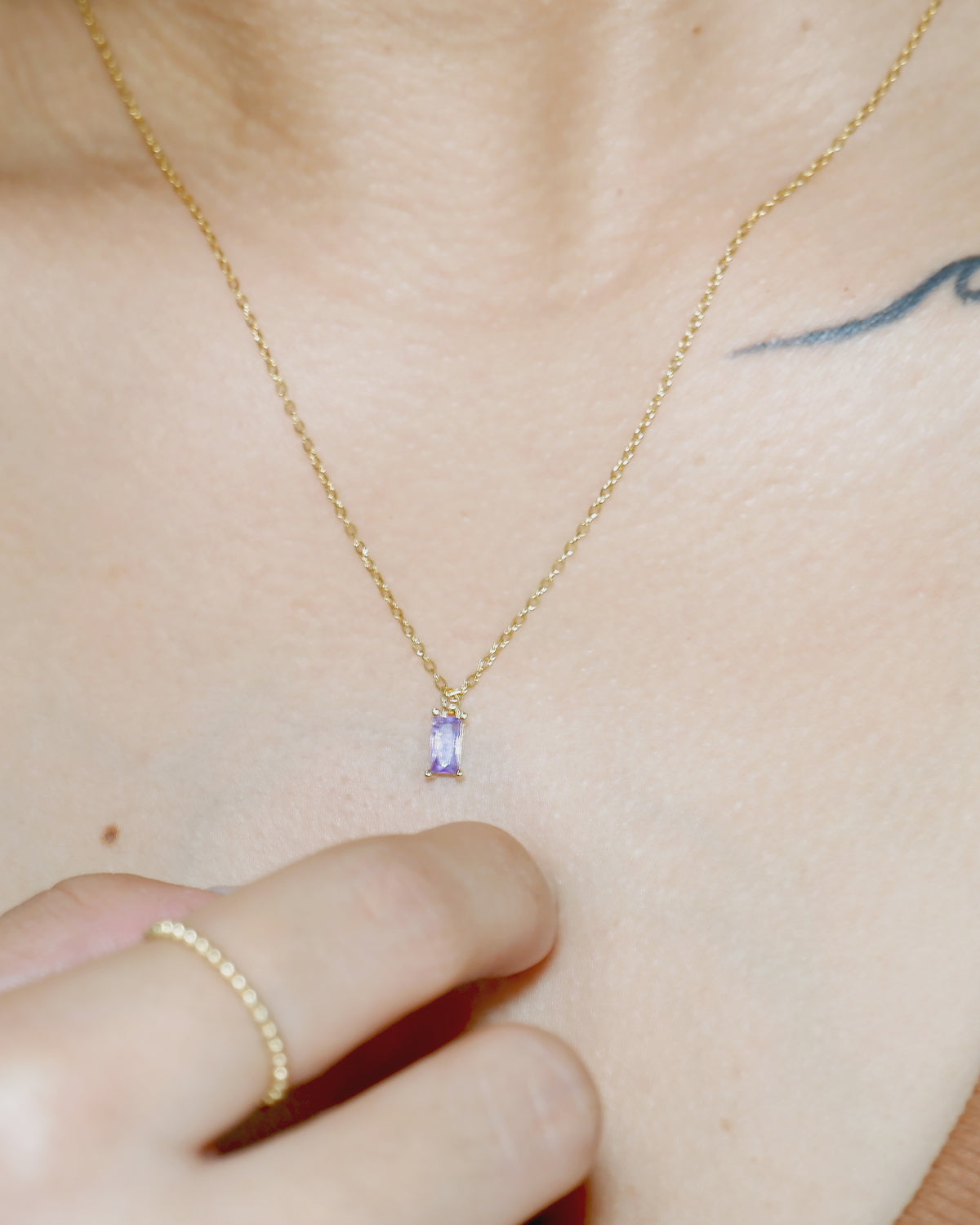 The Baguette Birthstone Necklace