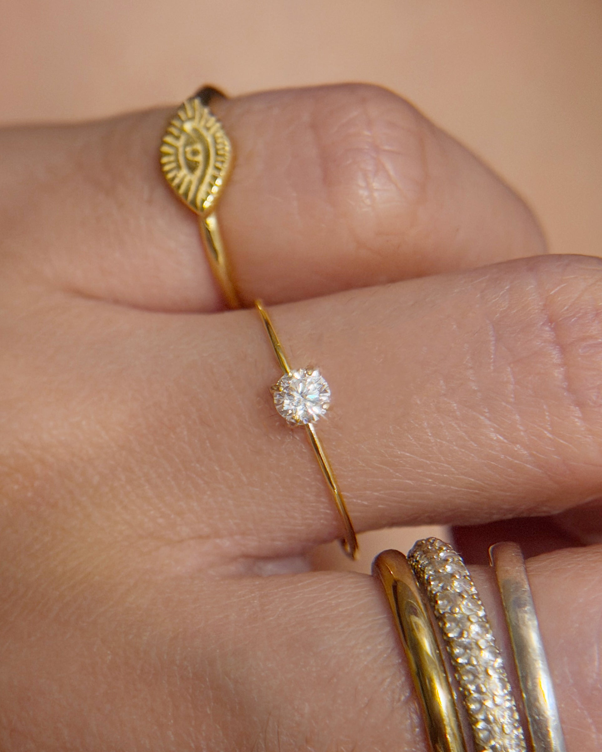 The Barely There Solitaire Ring in Solid Gold