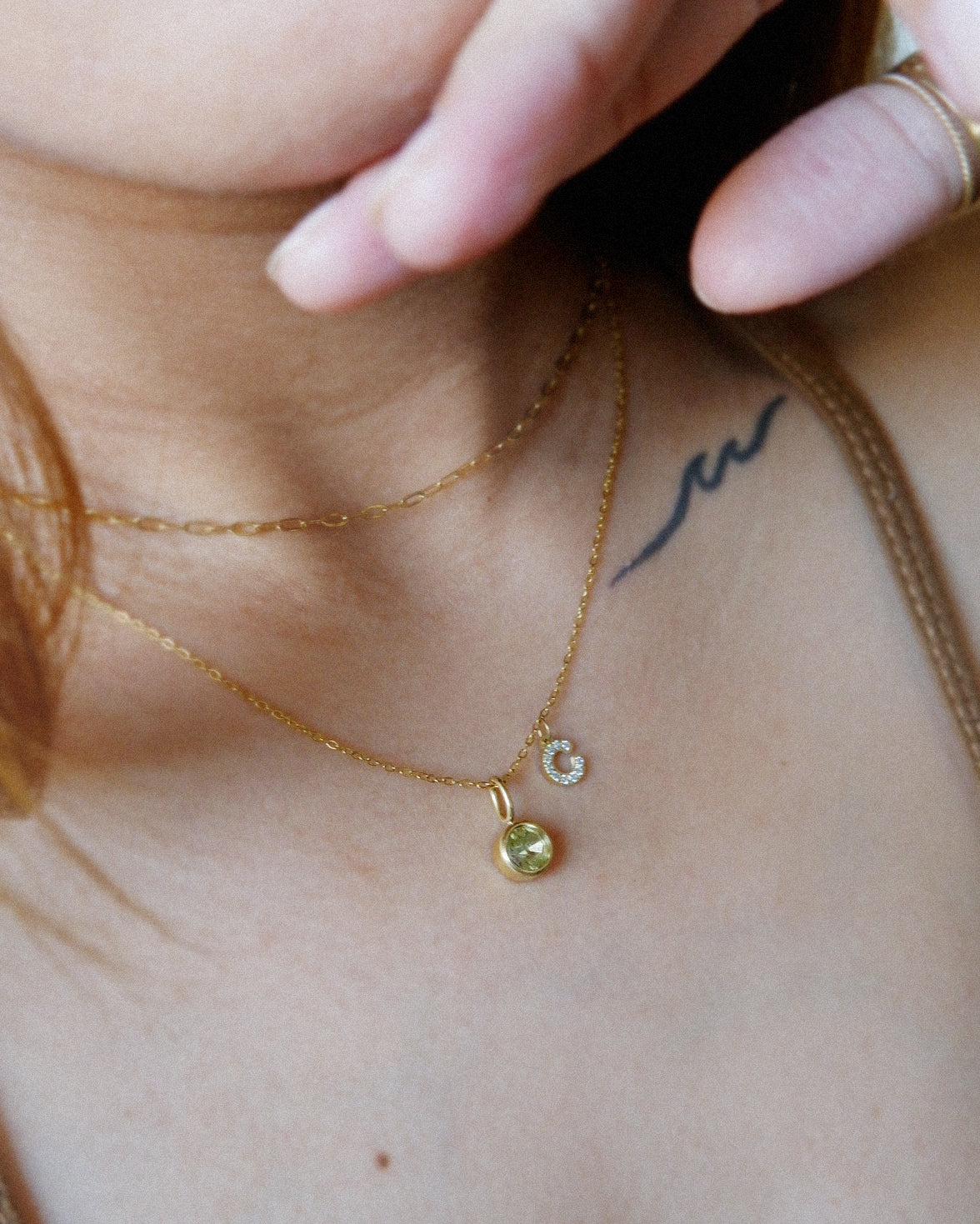 The Pave Initial and Dainty Birthstone Necklace