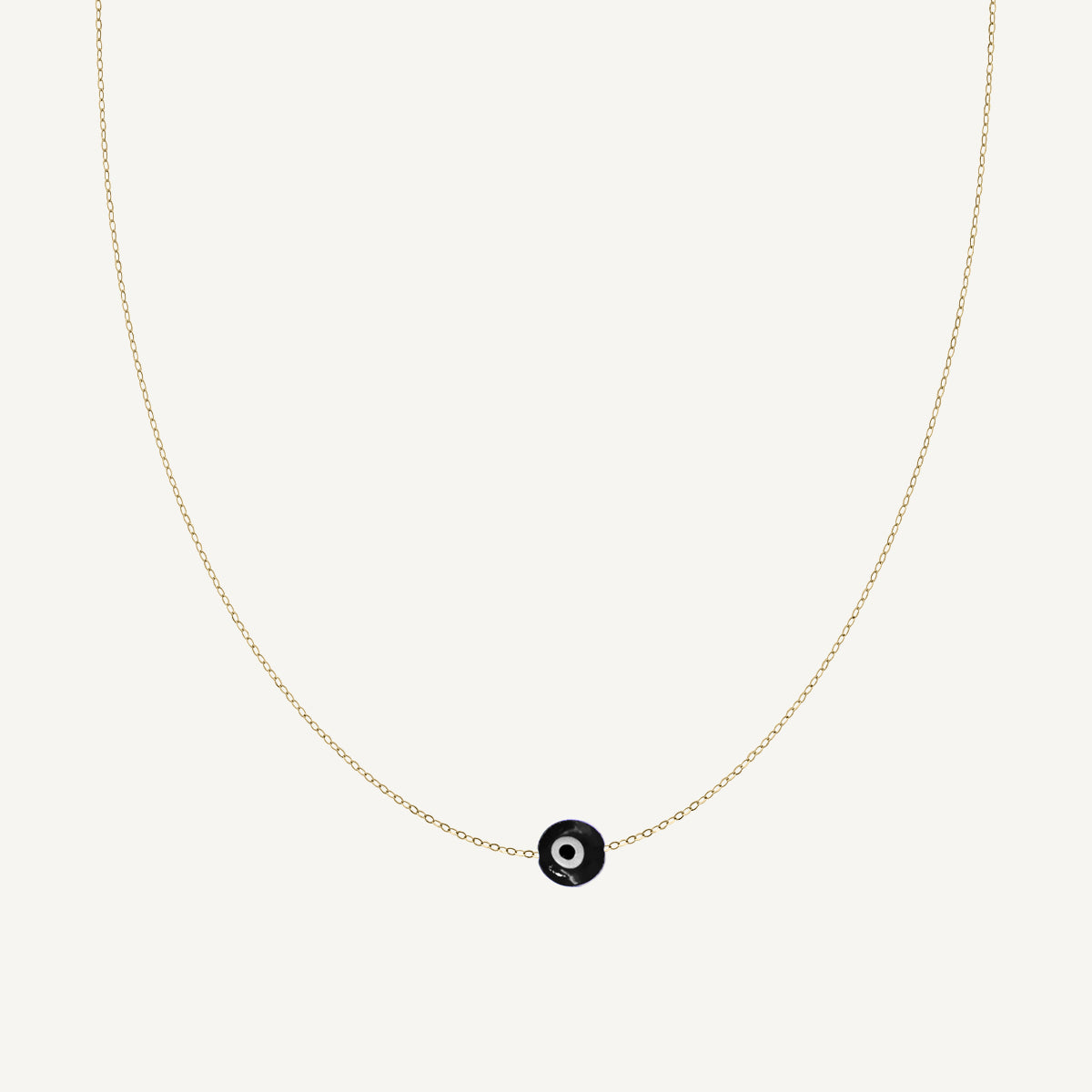 The Barely There Evil Eye Necklace in Solid Gold