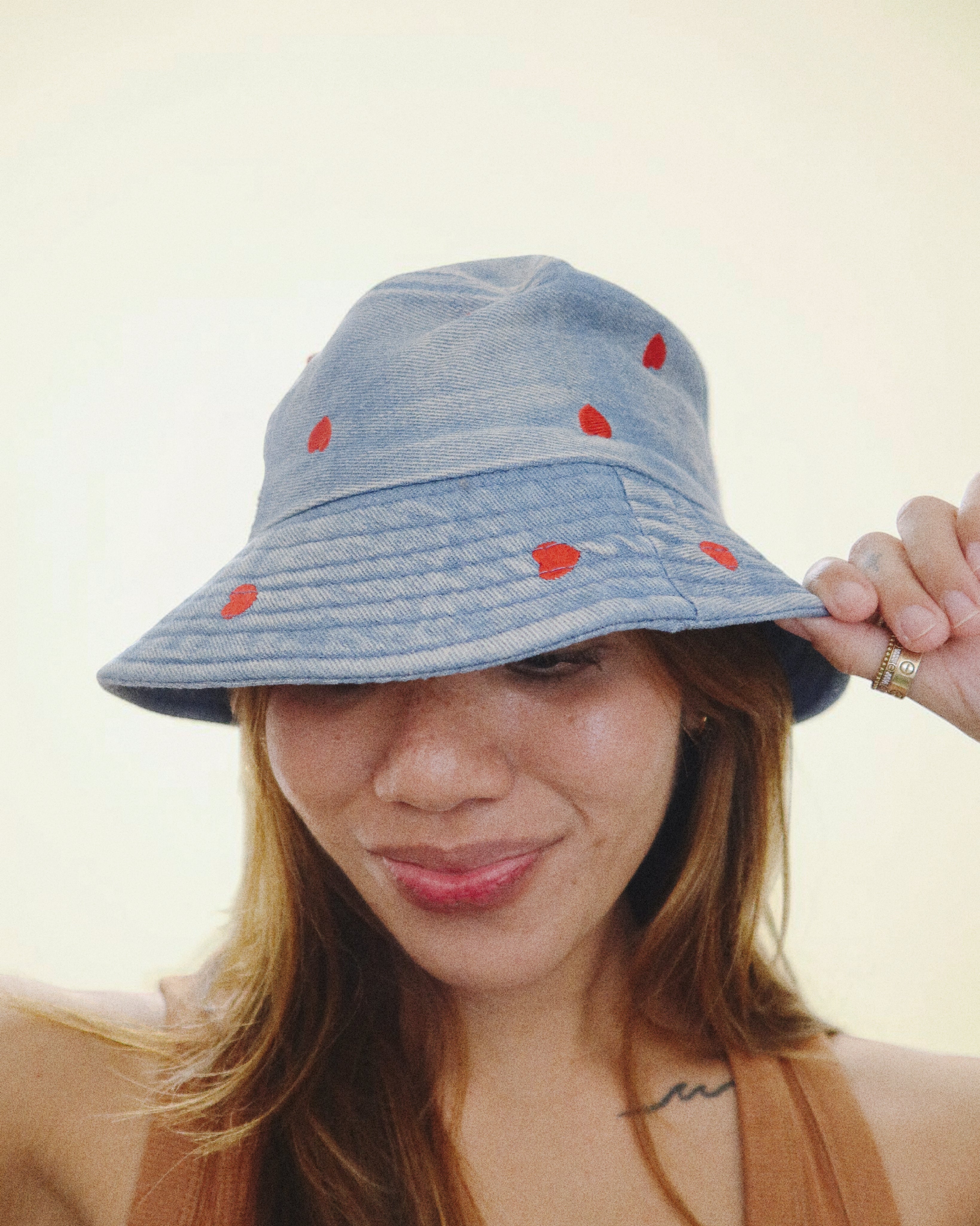 Heart Denim Bucket Hat