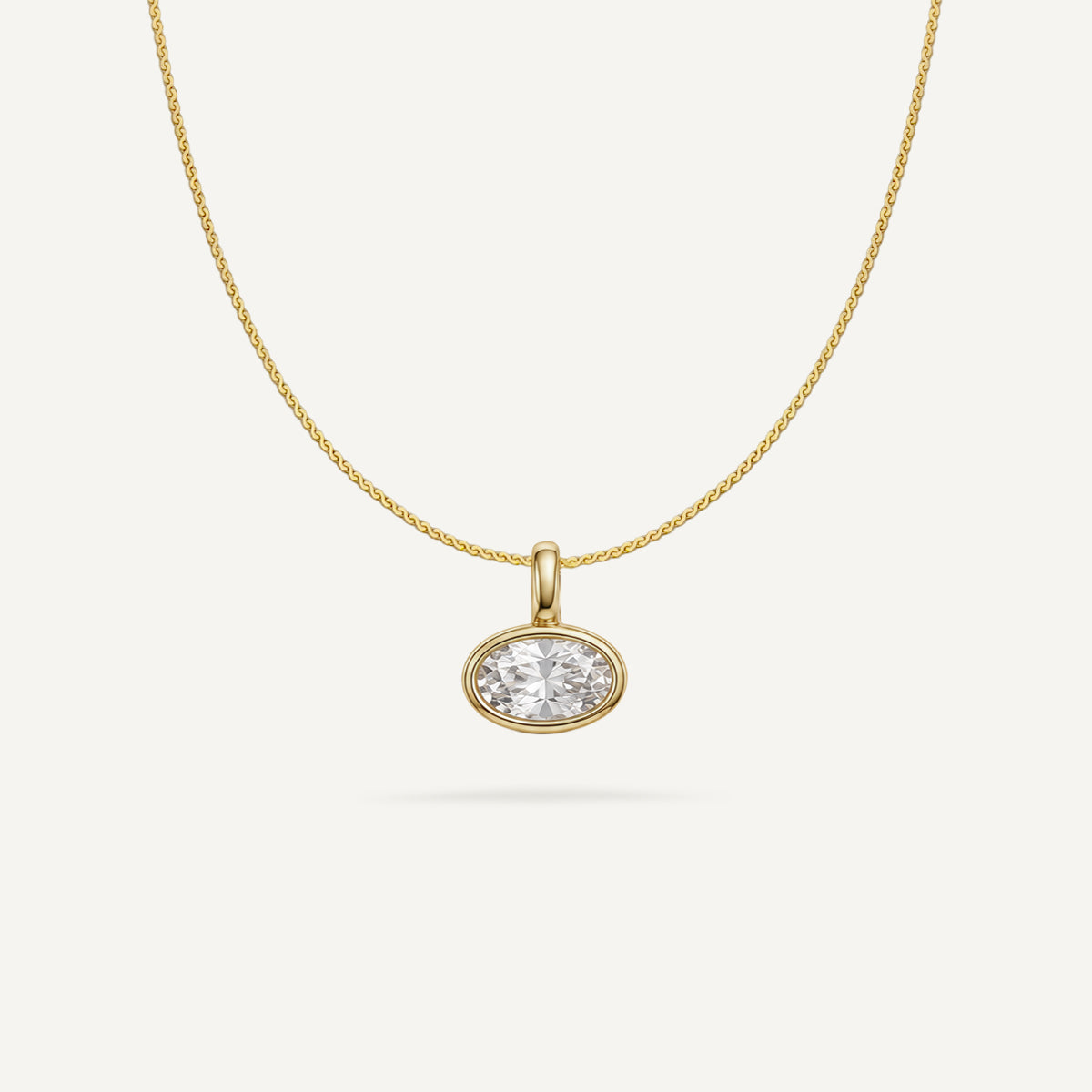 Bold Bezel East West Oval Solitaire Necklace