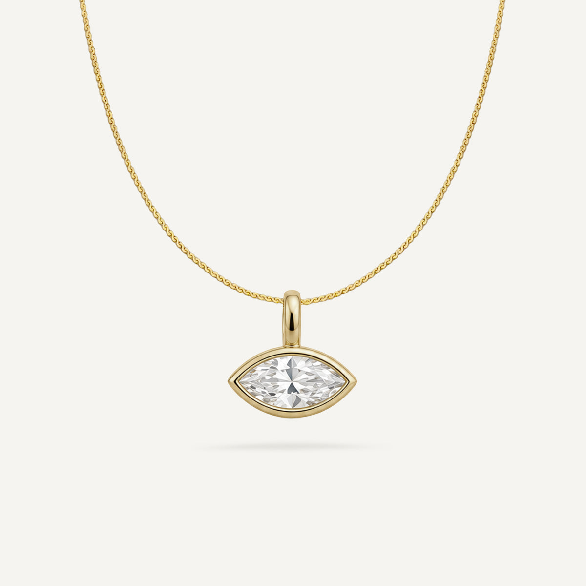 Bold Bezel Marquise Solitaire Necklace