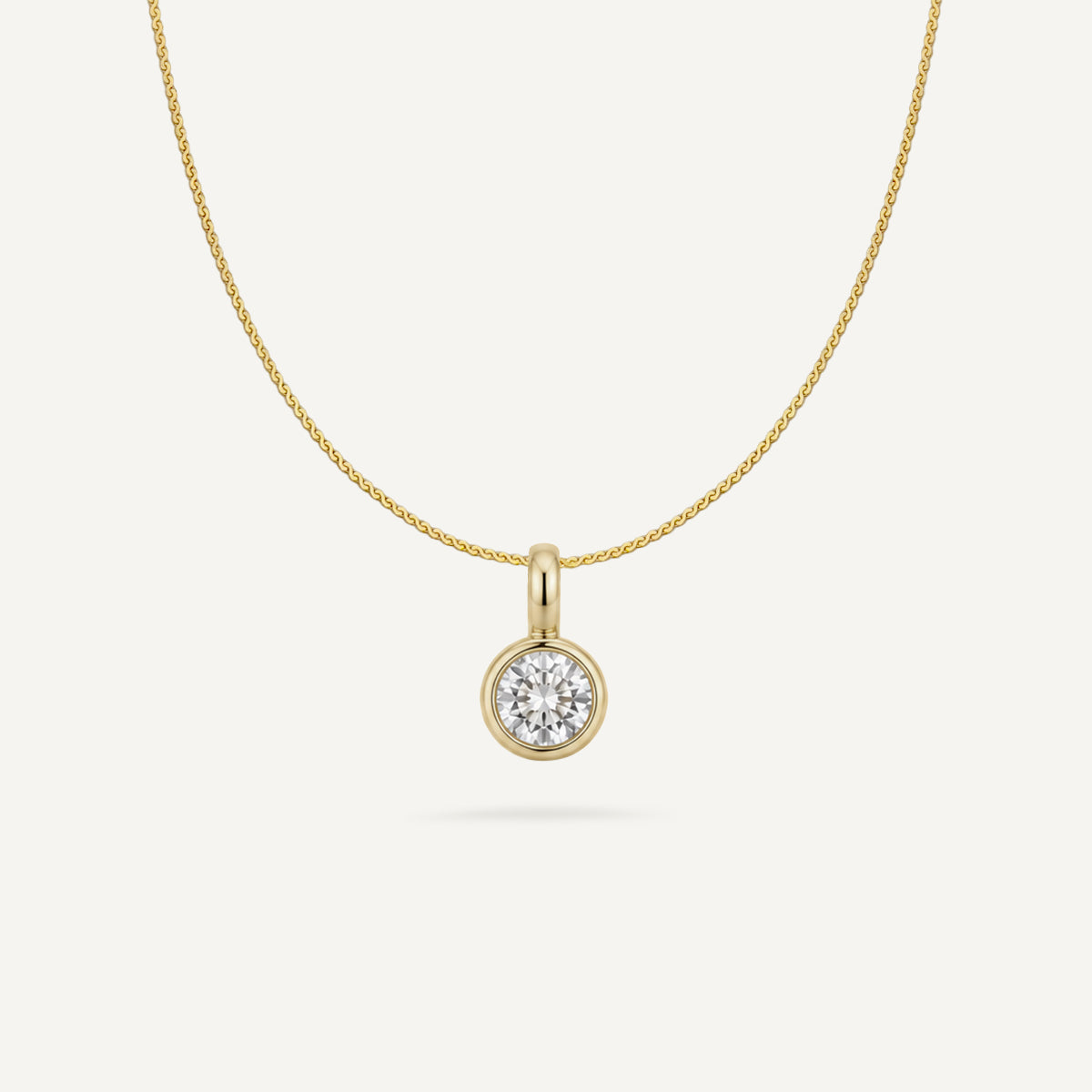 Bold Bezel Round Solitaire Necklace
