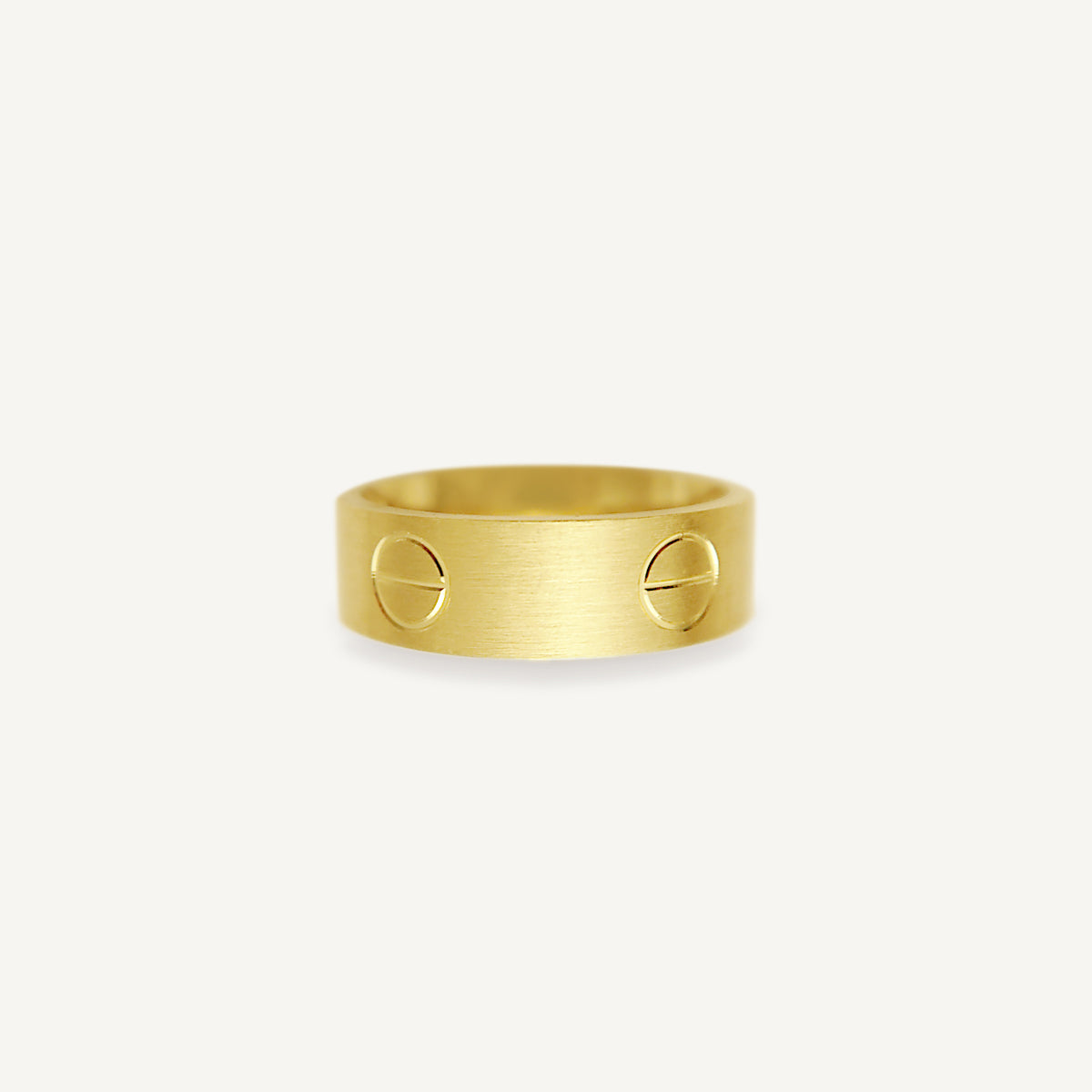 The Damien Matte Brushed Love Ring in Solid Gold