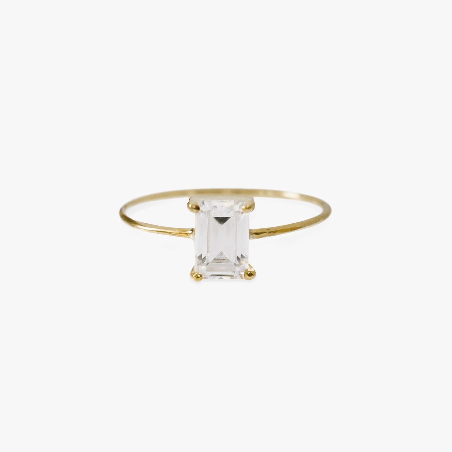 The Baguette Birthstone Ring in Solid Gold