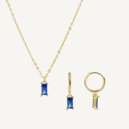 The Baguette Birthstone Hoops and Necklace Bundle