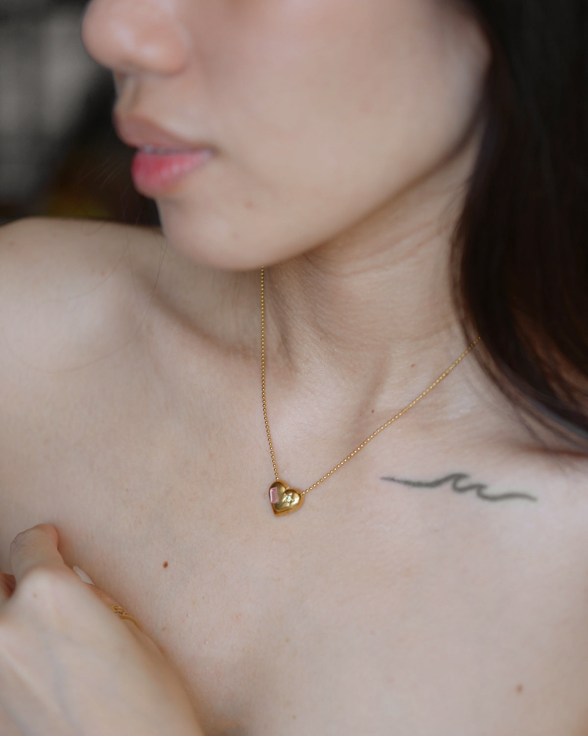 The Burnished Birthstone Chunky Heart Beaded Necklace (Limited)